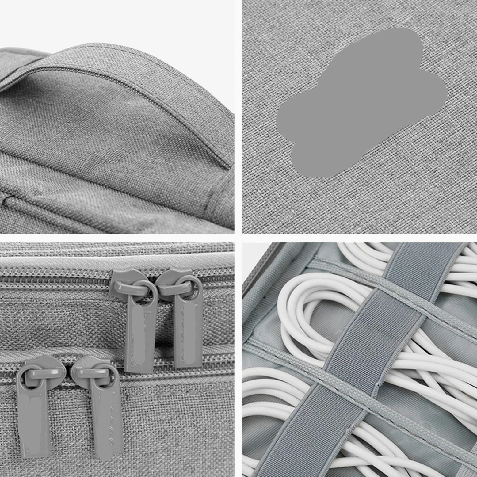Borsa Organizer per Cavi Custodia Multiuso/organizzatore for Accessori elettronici da Viaggio da 2 Pezzi, for Power Bank, Disco Rigido, Caricabatterie per Cavo, Caricatore(Double Layer Grey)