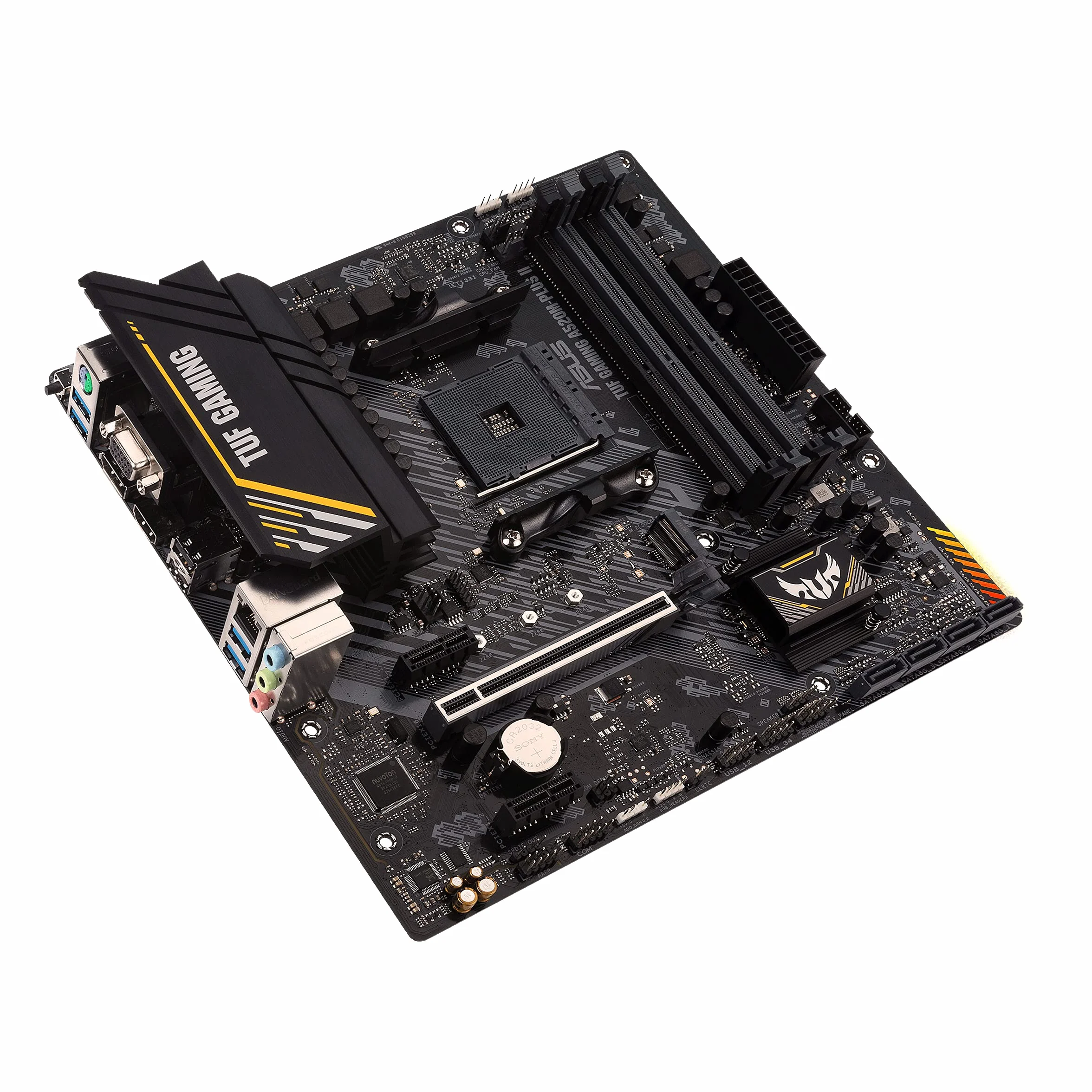 ASUS TUF Gaming A520M-PLUS II Scheda Madre microATX, AMD A520, Socket AM4, DDR4, PCIe 3.0, LAN Realtek 1Gb, 1xM.2, 4xSATA 6GB/s, 7.1 Surround, USB 3.2 Gen 1, Supporto Aura Sync RGB, Nero