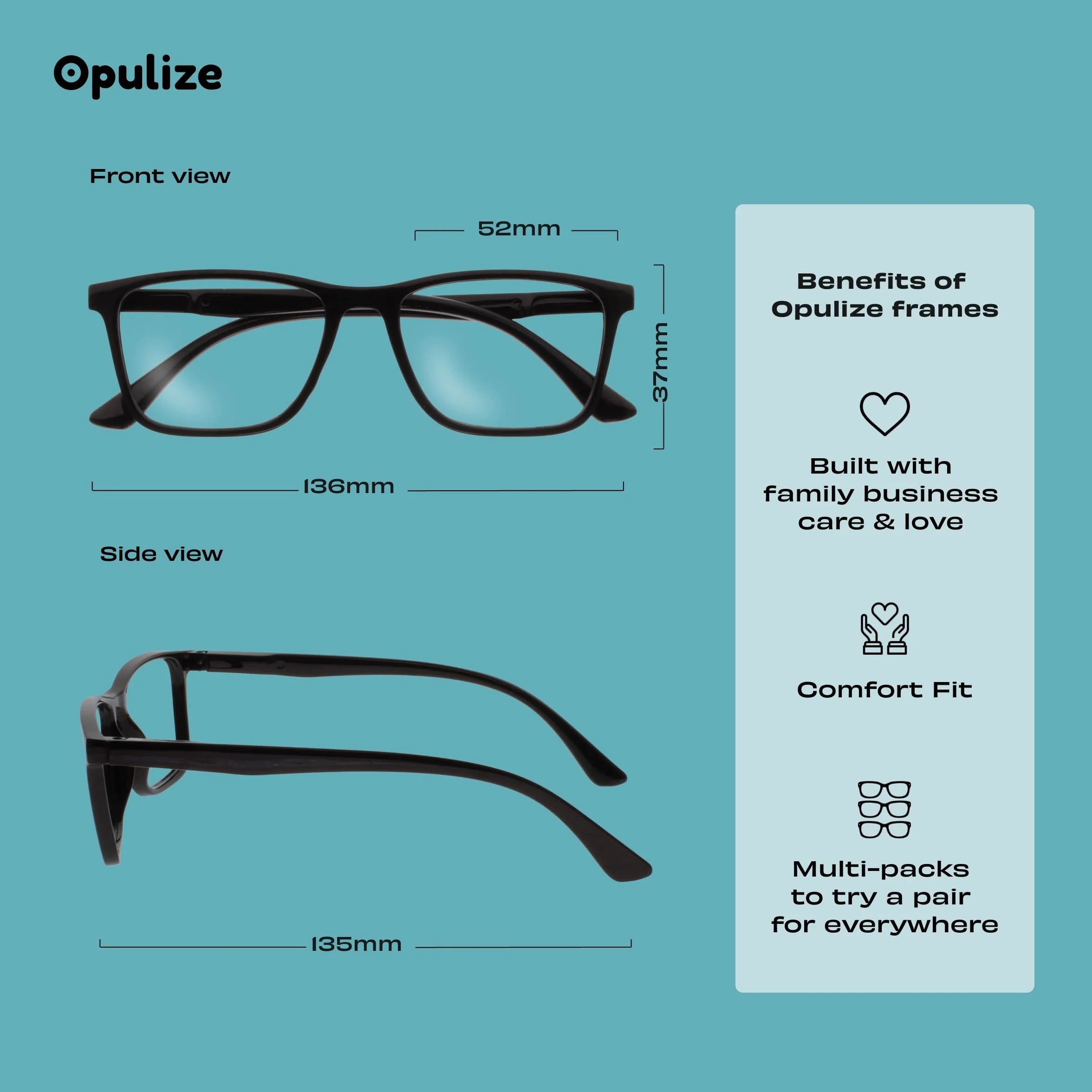 OPULIZE NYX Occhiali luce blu donna uomo Antibagliore Protezione UV Rettangolare Nero