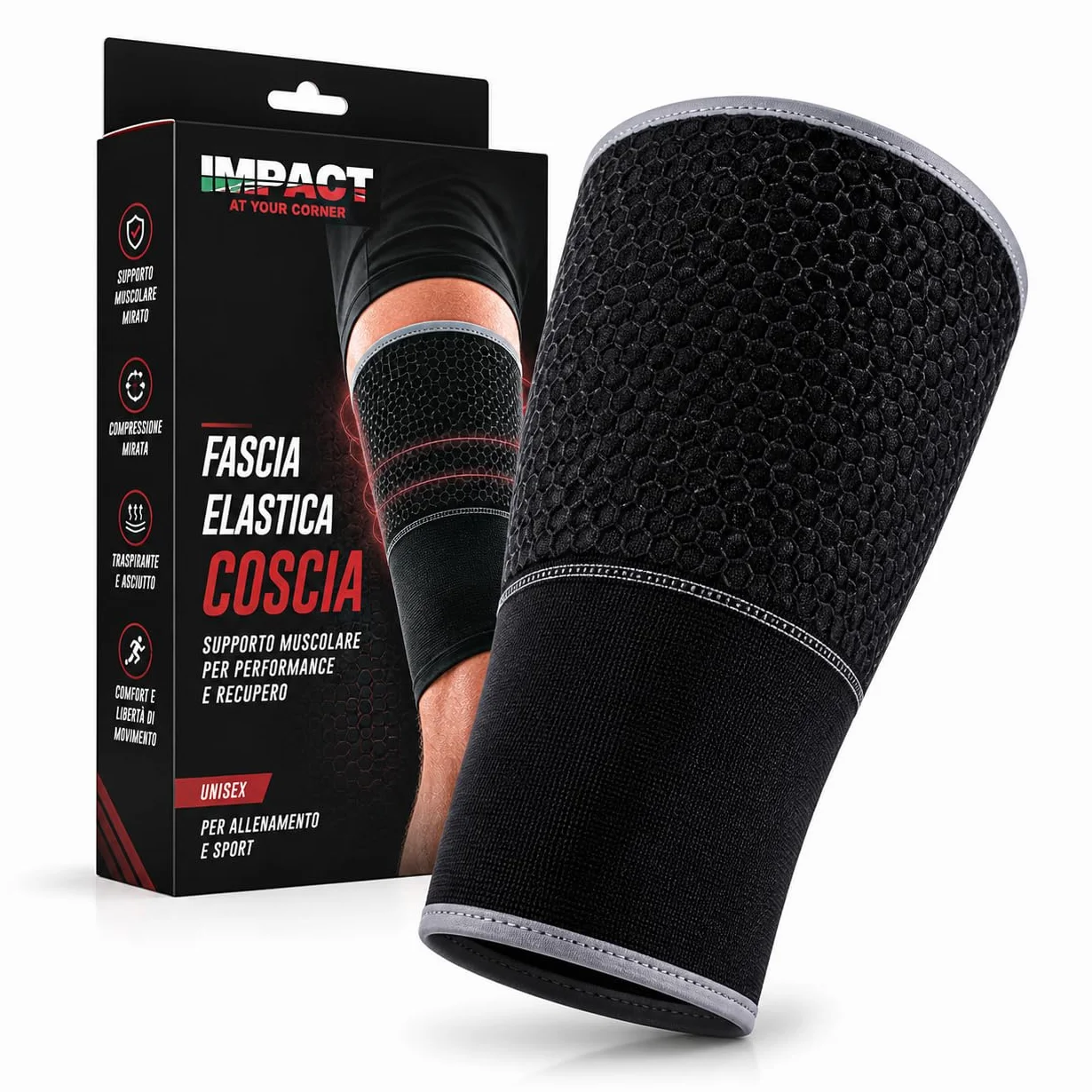 Fascia Elastica Coscia Compressione Tutore Quadricipite Bicipite Femorale Supporto Stiramenti Crampi Contratture Muscolari Taglia M