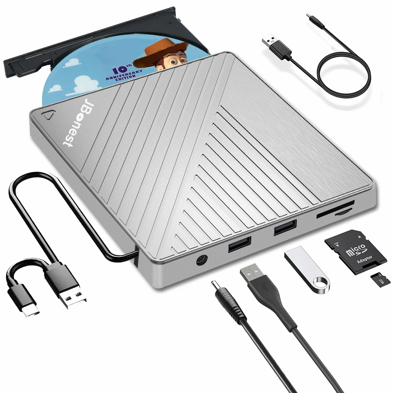 Lettore CD DVD Esterno per PC Portatile USB 3.0 Type-C, CD/DVD +/-RW Masterizzatore DVD Externo, Unità CD DVD Esterna Trasferimento Dati Veloce per Laptop,Desktop,MacBook,Win11/10/8/7/XP,Linux,Vista