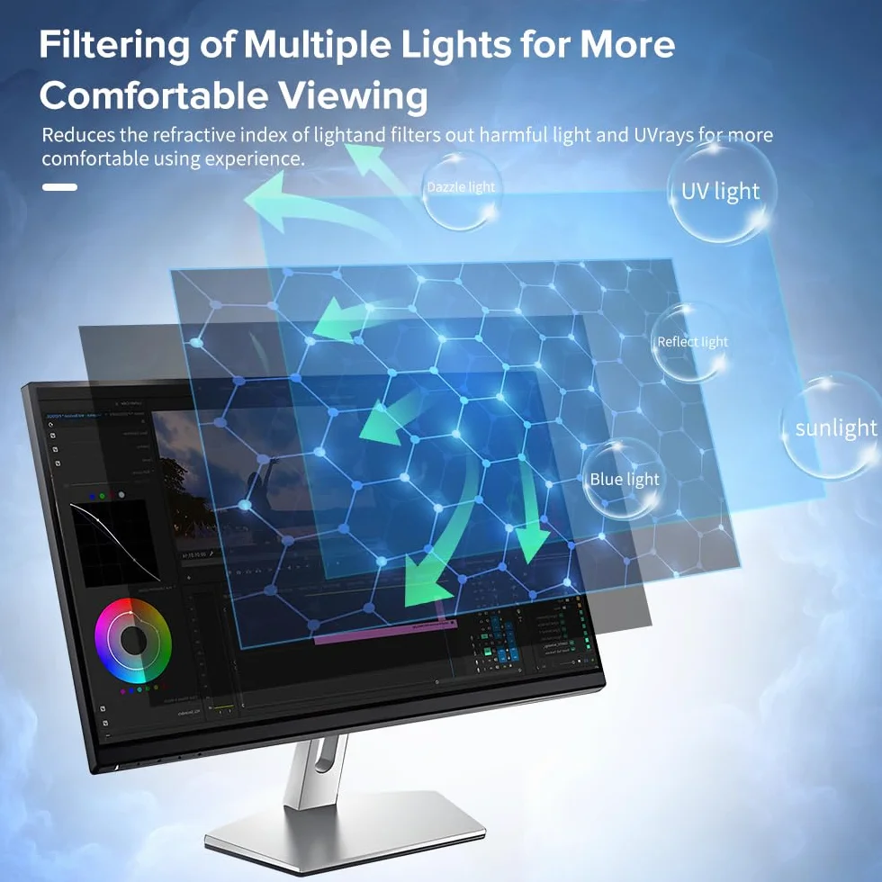MOBDIK Schermo Privacy Rimovibile per Computer da 22 Pollici per Monitor con Rapporto 16:9, Filtro Antiriflesso per Luce Blu, Anti-Spia, Protezione Degli Occhi