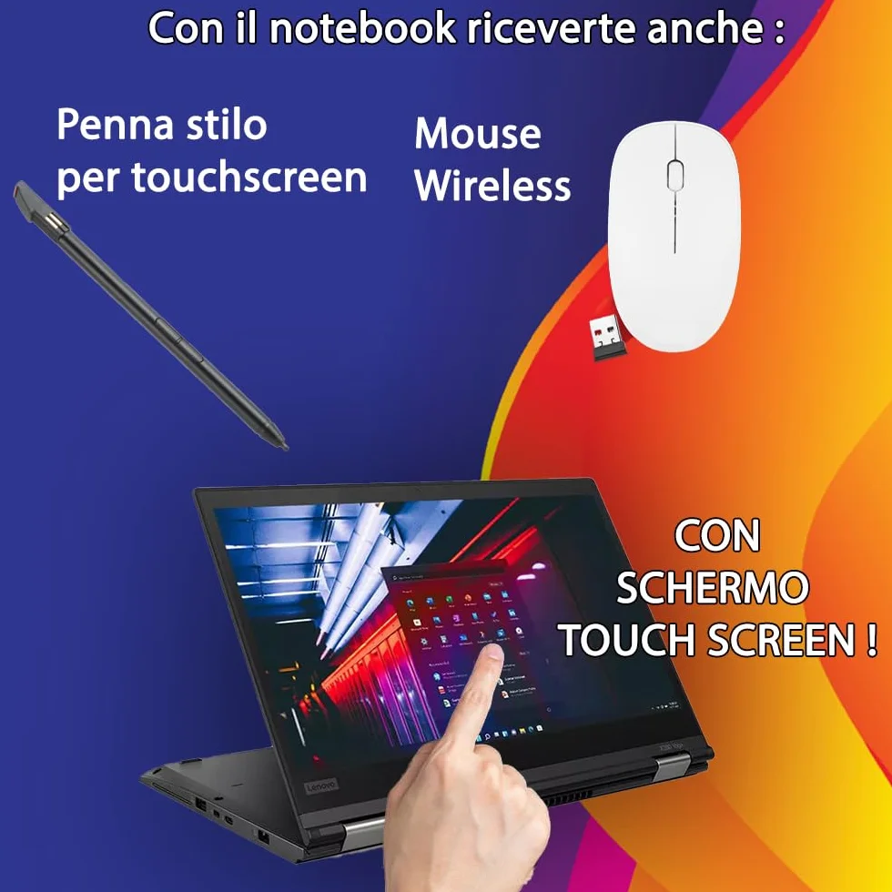 Lenovo ThinkPad Yoga x390 TouchScreen Pieghevole Full HD Intel Core i5-8th 256GB SSD 8GB RAM DDR4 Windows 11 Pro