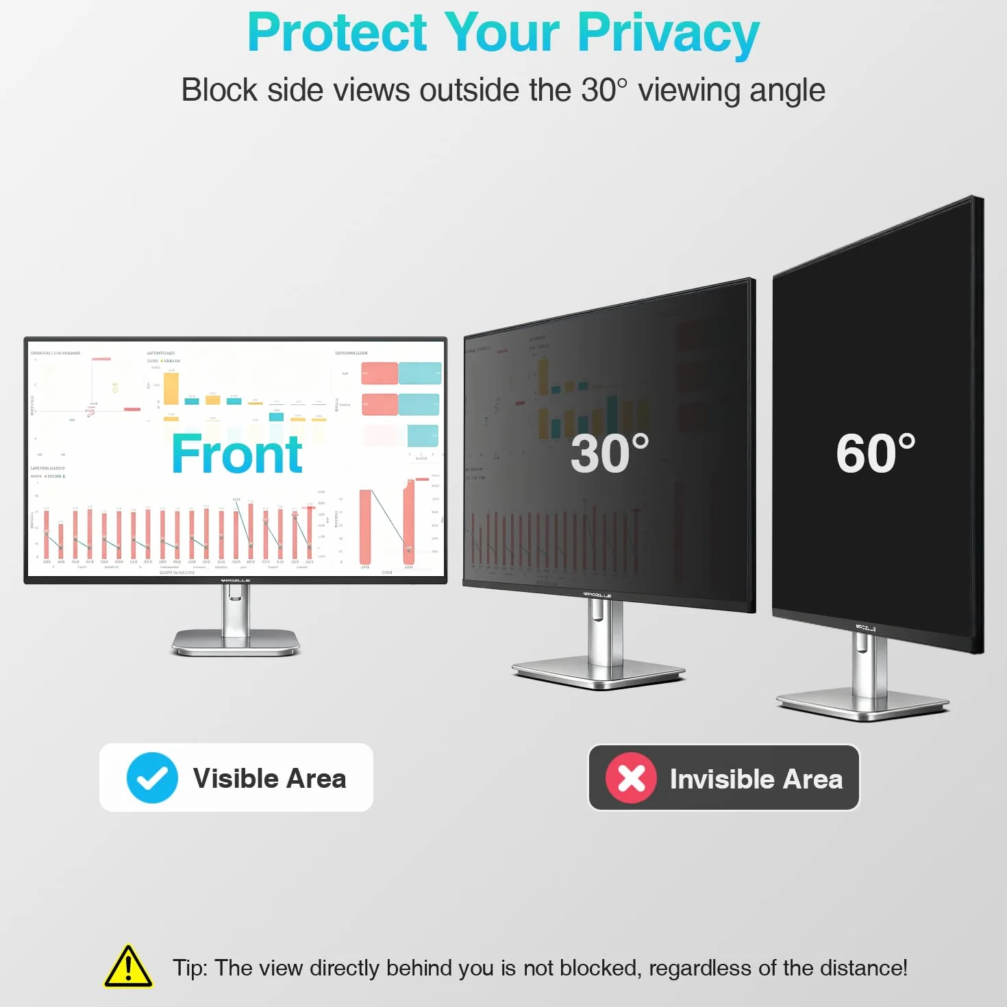 Pellicola Protettiva Privacy per Monitor 27 Pollici 16:9 (59.8 x 33.7 cm), Antiriflesso e Anti-Luce Blu, Rimovibile, Anti-Spy Film per Ufficio
