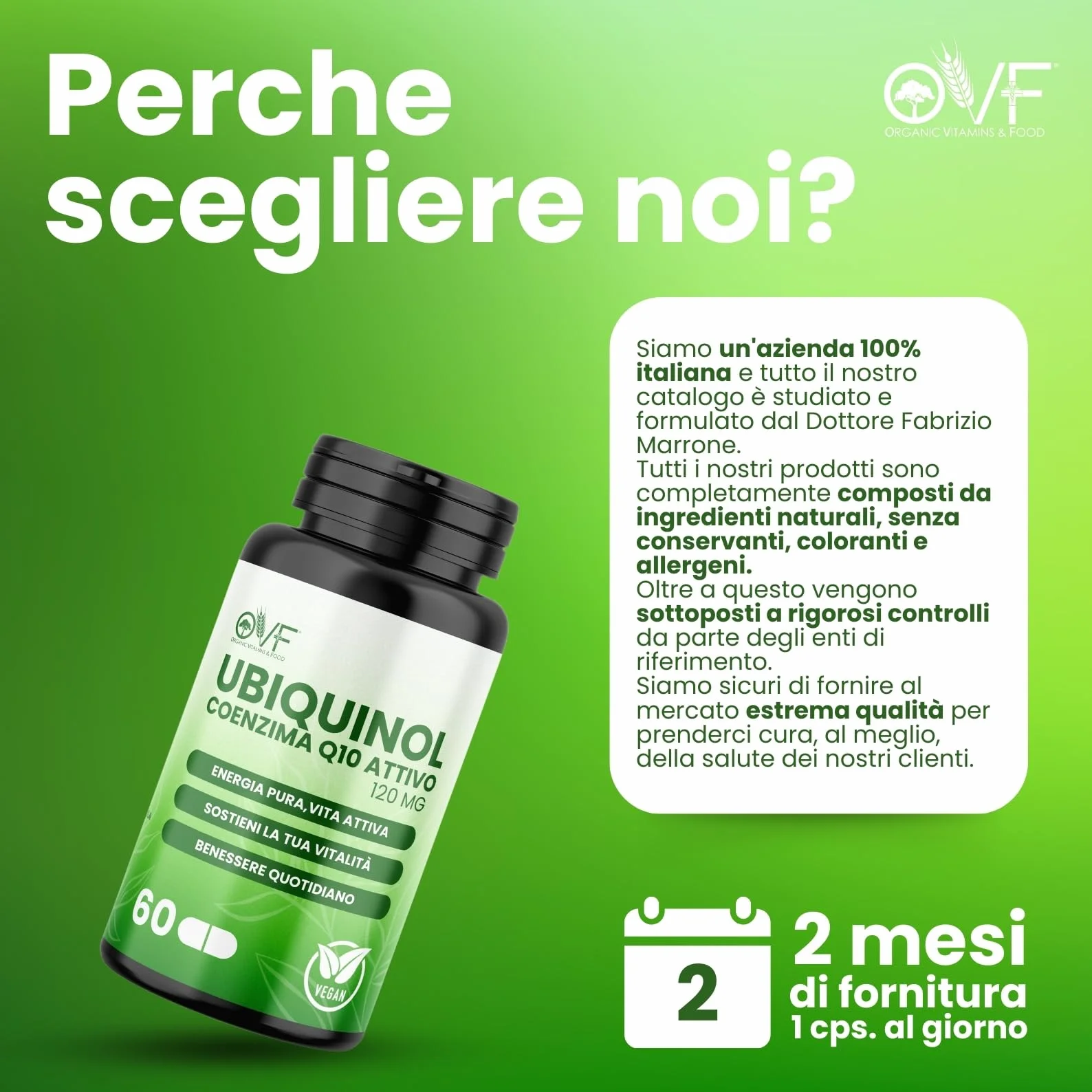 Coenzima Q10 Attivo Ubiquinolo 120mg 60 Capsule Vegetali Integratore Alta Biodisponibilità Vegan Made in Italy