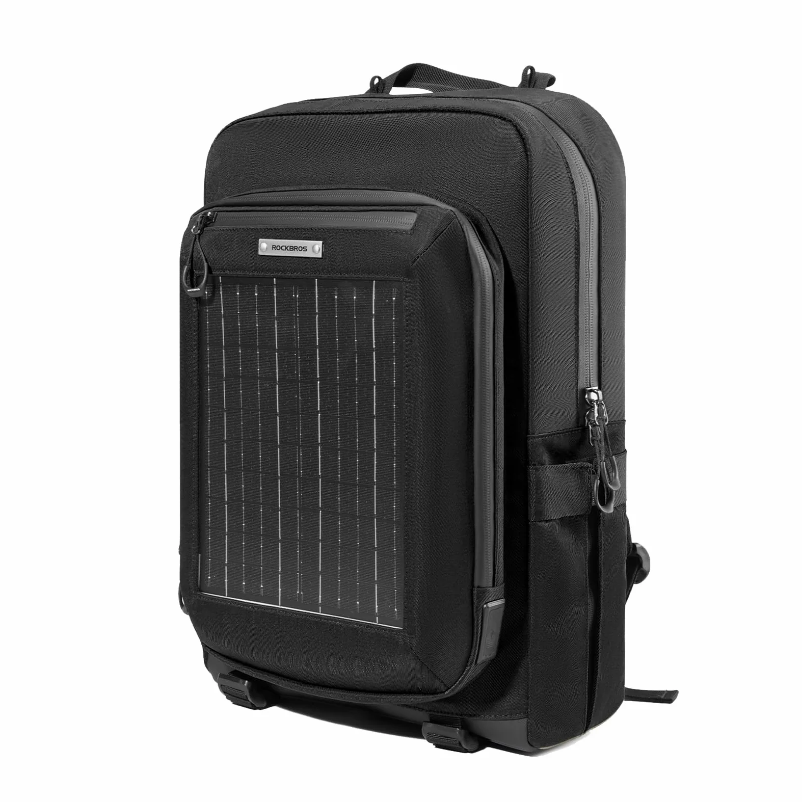 ROCKBROS Zaino Solare 20L, con Pannello Solare Integrato 10V 14W, Porta USB, Zaino Comodo Multifunzionale per Escursionismo Campeggio Viaggio, Uomo Donna, Nero