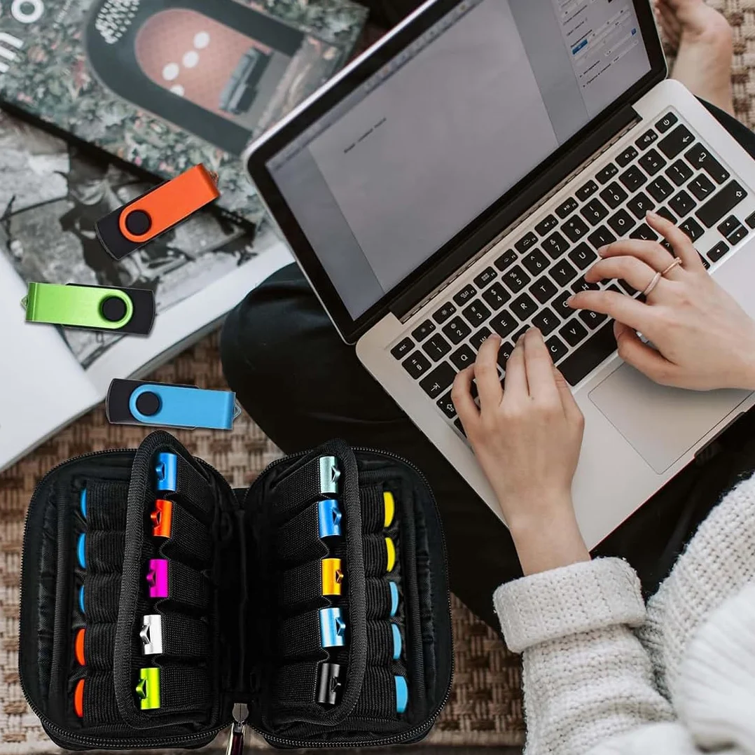1 pezzo Custodia per Chiavette USB, Borsa Organizer Unità Flash, Borsa Portaoggetti per Chiavetta USB con 10 Scomparti, Chiavetta USB Salvaspazio