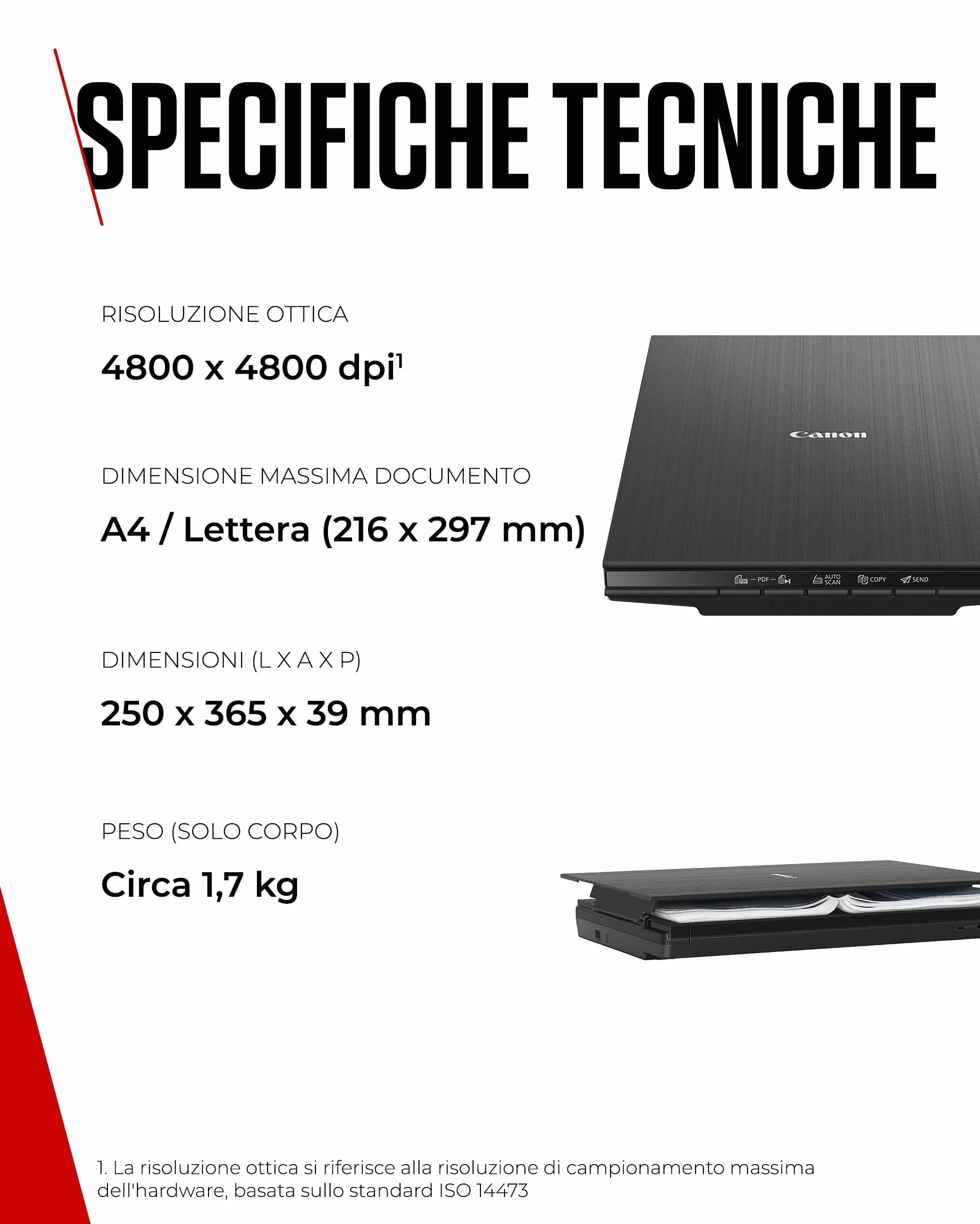 Canon LiDE 400 Scanner Documenti e Fotografico Piano Nero USB Type-C Salvaspazio
