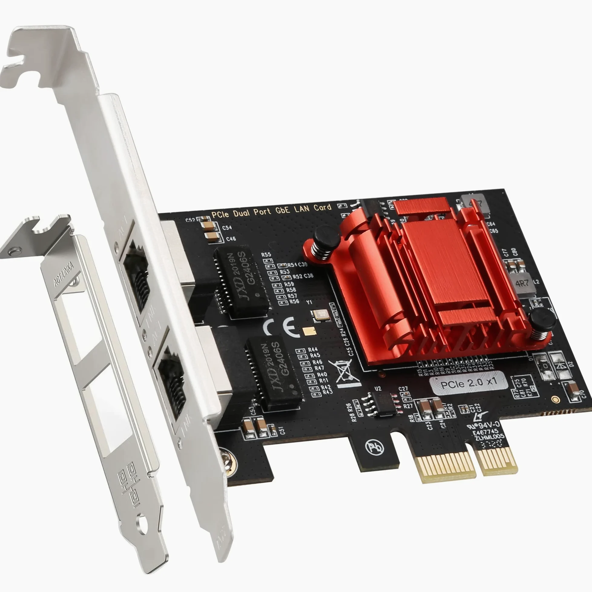 Scheda Ethernet Gigabit PCIe a doppia porta - Intel 82575&82576, 2 porte RJ45, adattatore PCI Express 1000M, supporto PXE e Low-Profile - Compatibile con Windows/Windows Server/Linux/FreeBSD/DOS