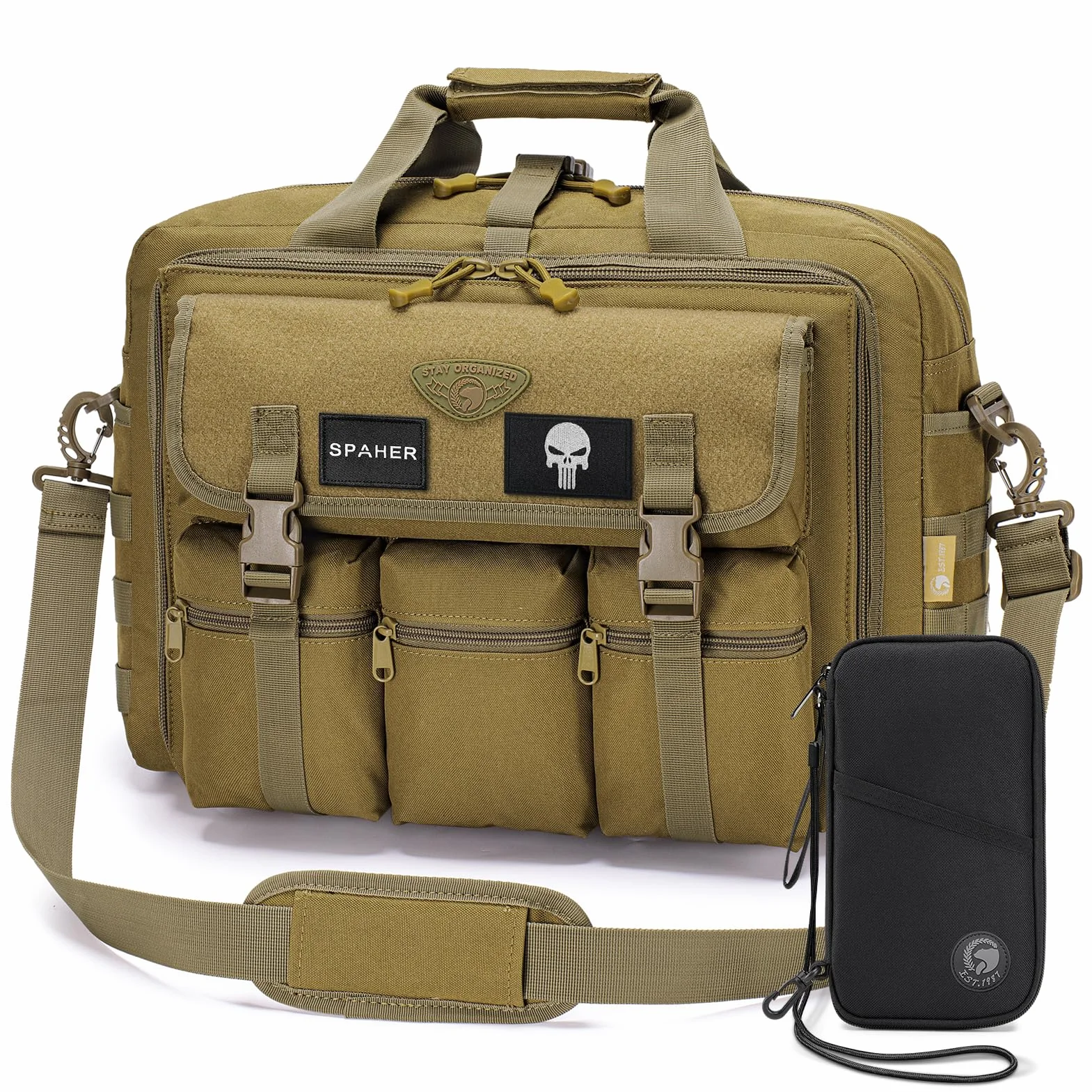SPAHER Borsa Porta PC 17" Valigetta 24 Ore Borsa Tattica Ventiquattrore Uomo Borsa Lavoro Ufficio Laptop Computer PC Portatile Portadocumenti Cartella Briefcase Messenger Bag