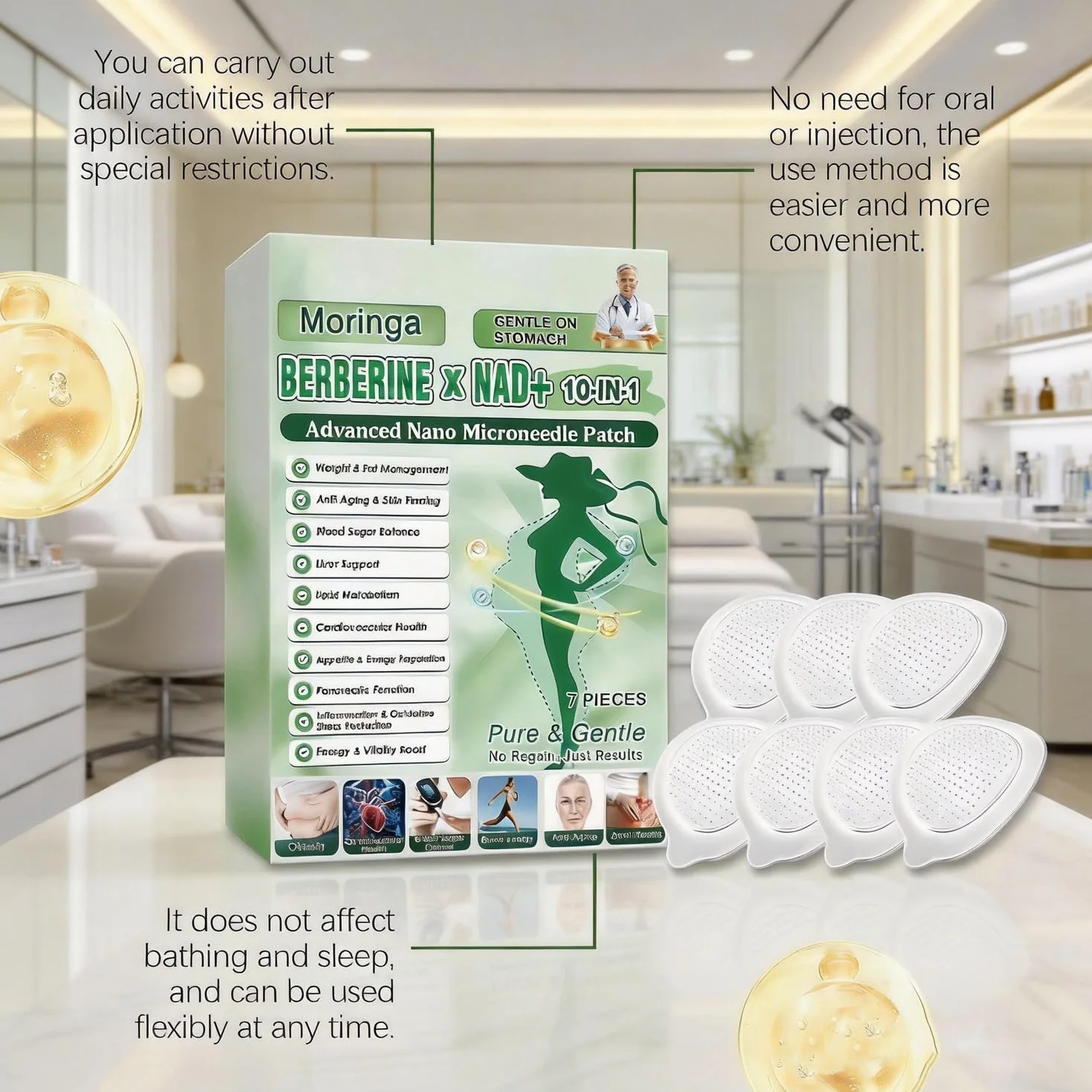 Moringa Cerotti Dimagranti 10 IN 1 Patch Nano Microneedle Bruciano Grassi Stimolano Metabolismo