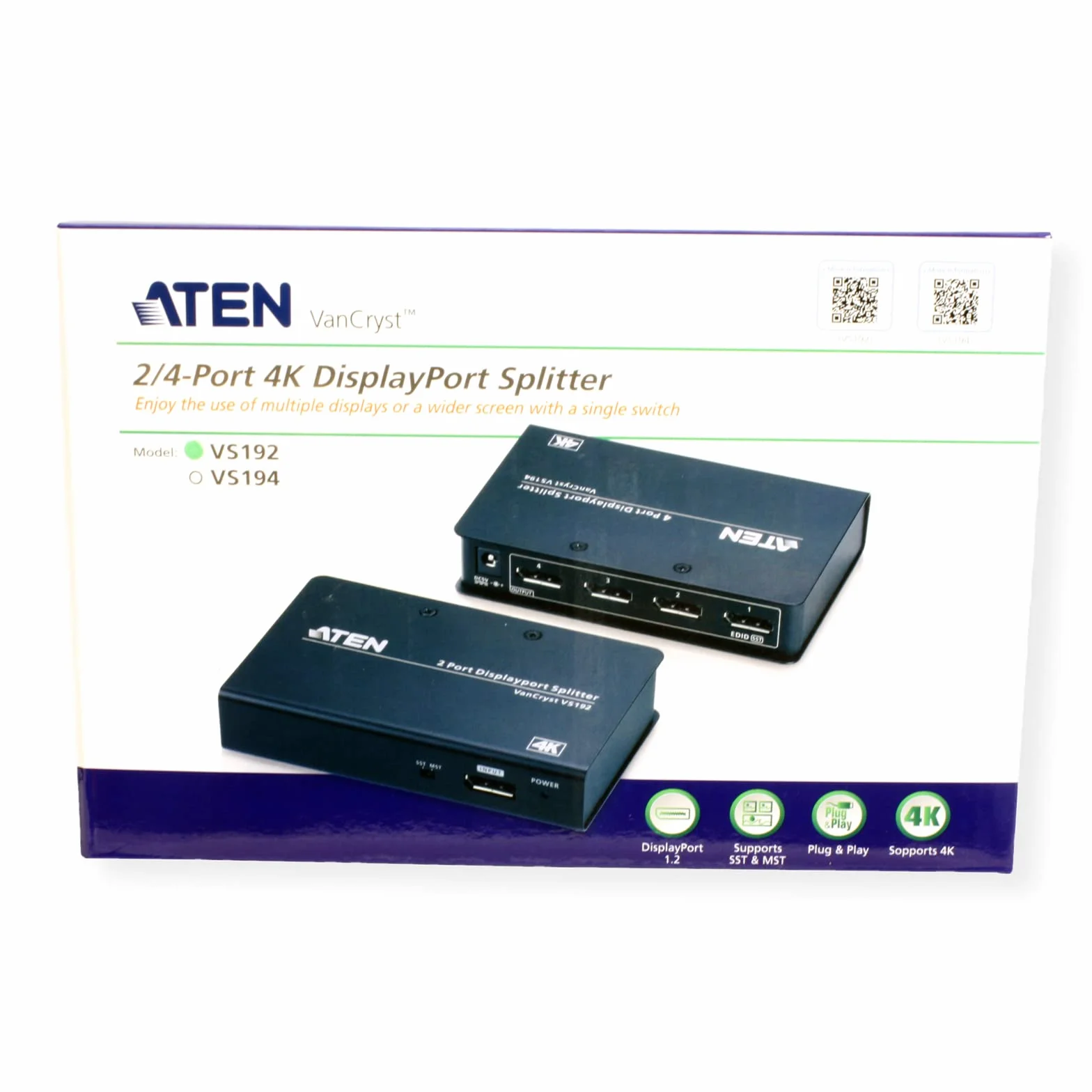 ATEN Splitter DisplayPort 4K a 2 porte VS192 UK | Leader di mercato di KVM