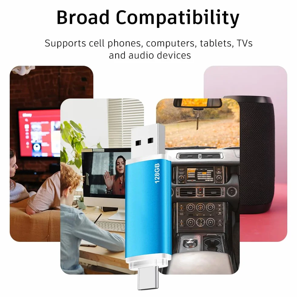 Chiavetta USB C 128 GB 2.0 Pen Drive OTG per Smartphone Laptop Tablet PC Blu