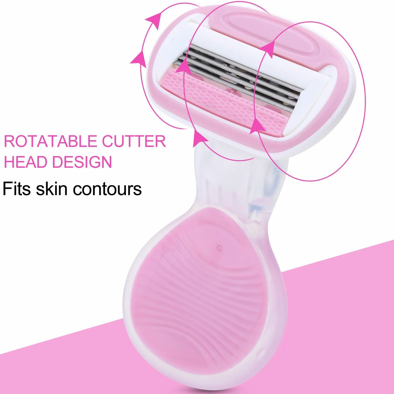 Brrnoo Rasoio Donna 4 Lame Acciaio Inossidabile Flexball Testina Girevole Custodia Viaggio