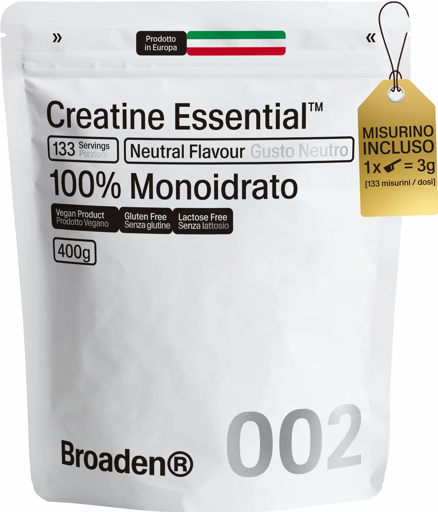 Creatina Monoidrato in Polvere 400g 133 Porzioni Micronizzata Senza Additivi Vegano