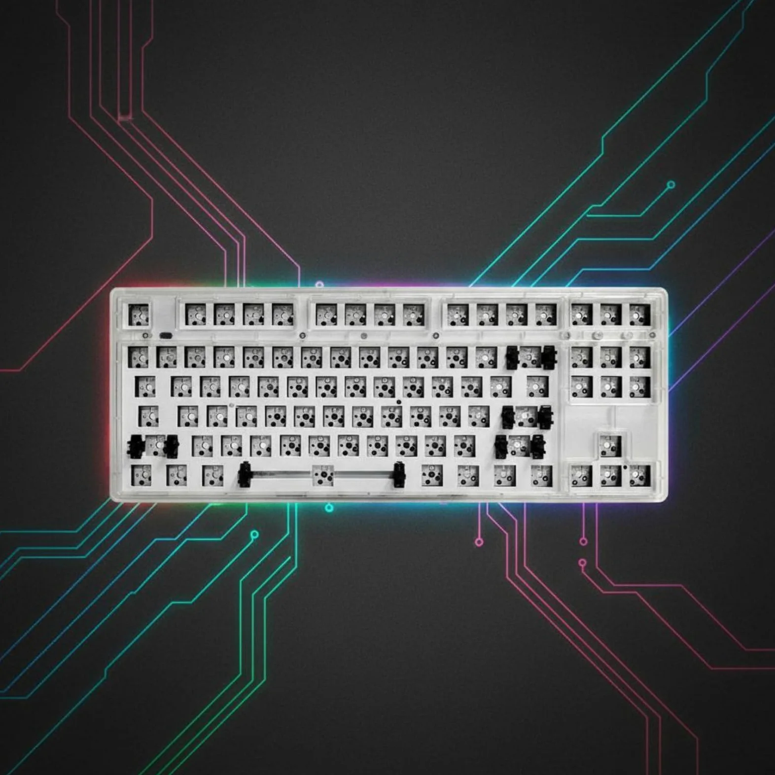 Tastiera Meccanica Personalizzabile TKL 87 Tasti Kit Tastiera Layout Senza Numerico Periferica PC Connettività 5.0 2.4G USB C Retroilluminazione RGB, White