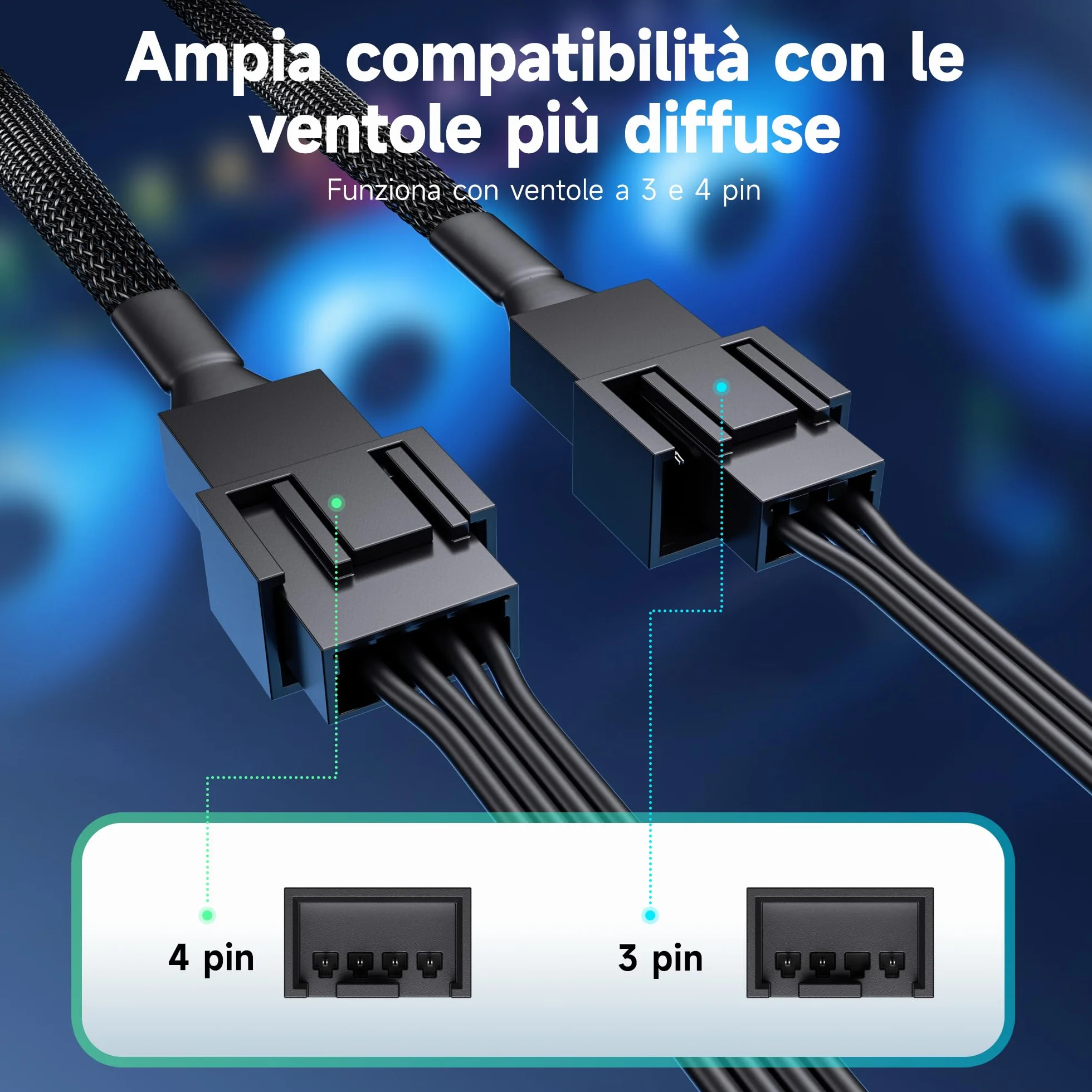 Cable Matters Pacco da 2 Cavo di Ventola Splitter 4 Pin 1 a 2 PWM – 10cm