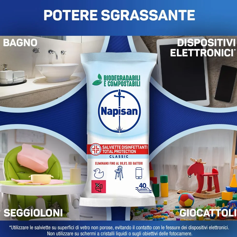 Salviette Disinfettanti Total Protection Multisuperfici 8x40 Biodegradabili Compostabili