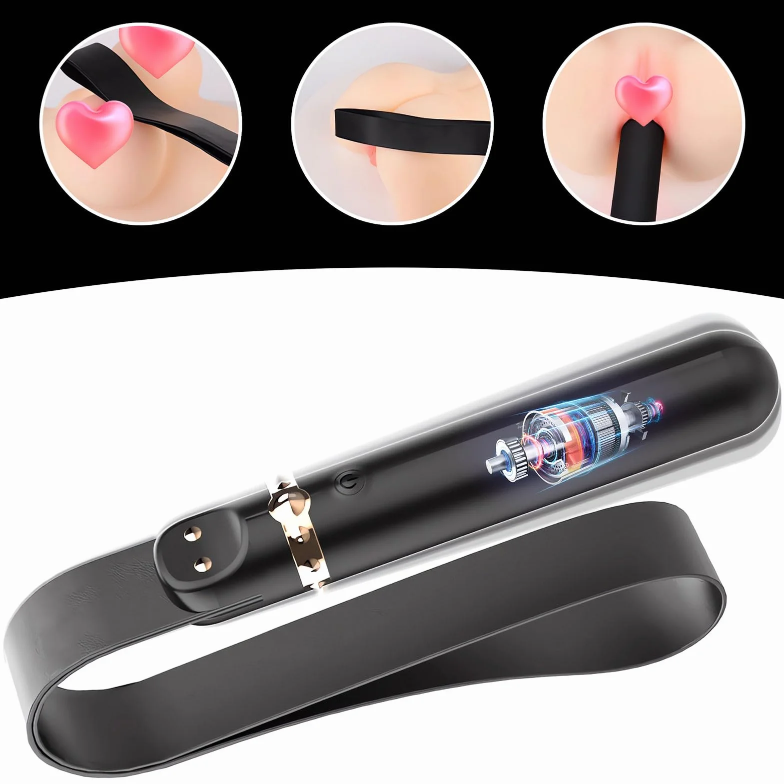 Frustino BDSM Paletta per Sculacciate, Frusta Pelle con Manico Vibrante, 9 Modalità di Vibrazione, Sex Toys per Coppie