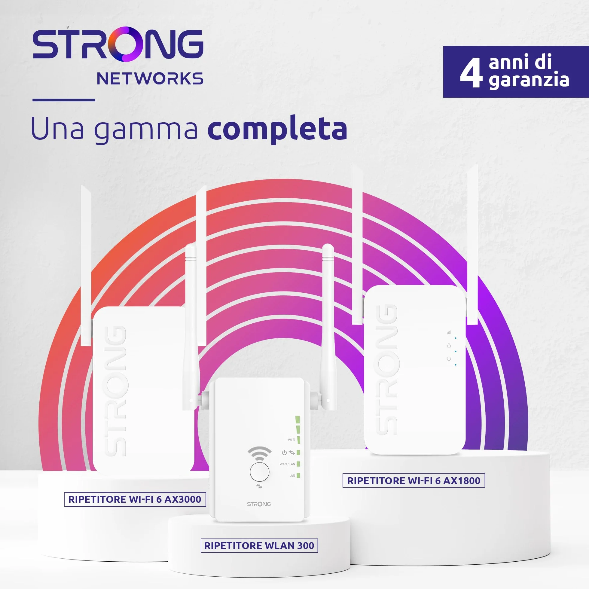 STRONG - Ripetitore WiFi 300 v2 - Amplificatore di Segnale Veloce - Fino a 300 Mbps - Compatibile con tutte le Modem/Router - Casa e Ufficio - Installazione Facile Plug & Play - Bianco
