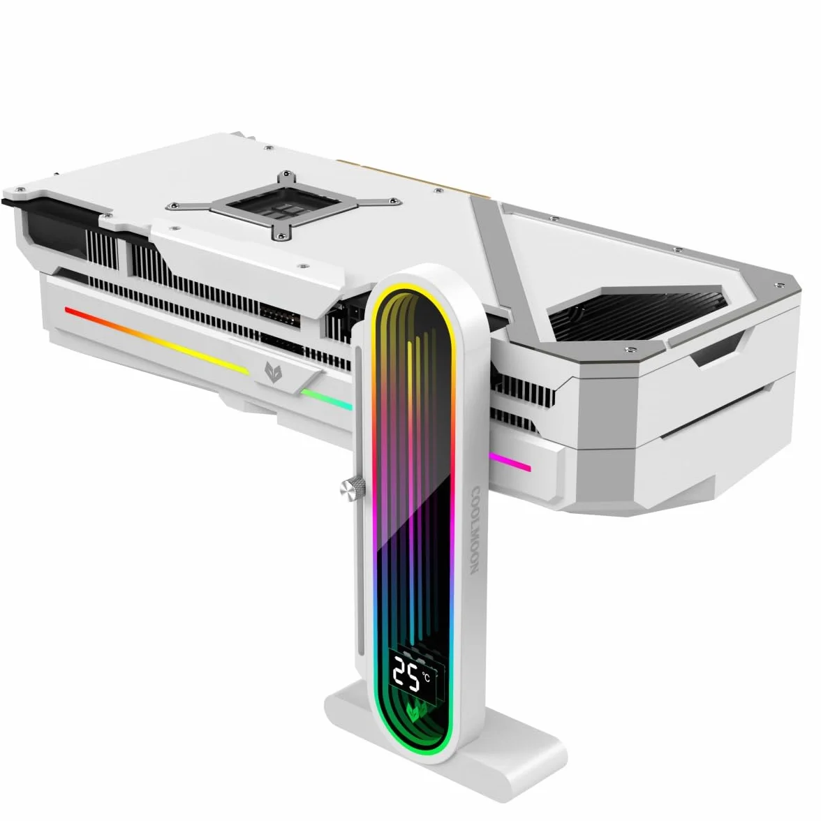 Supporto GPU RGB regolabile in altezza con display integrato della temperatura, supporto per scheda grafica PC 3PIN 5V, staffa anti abbassamento e base magnetica