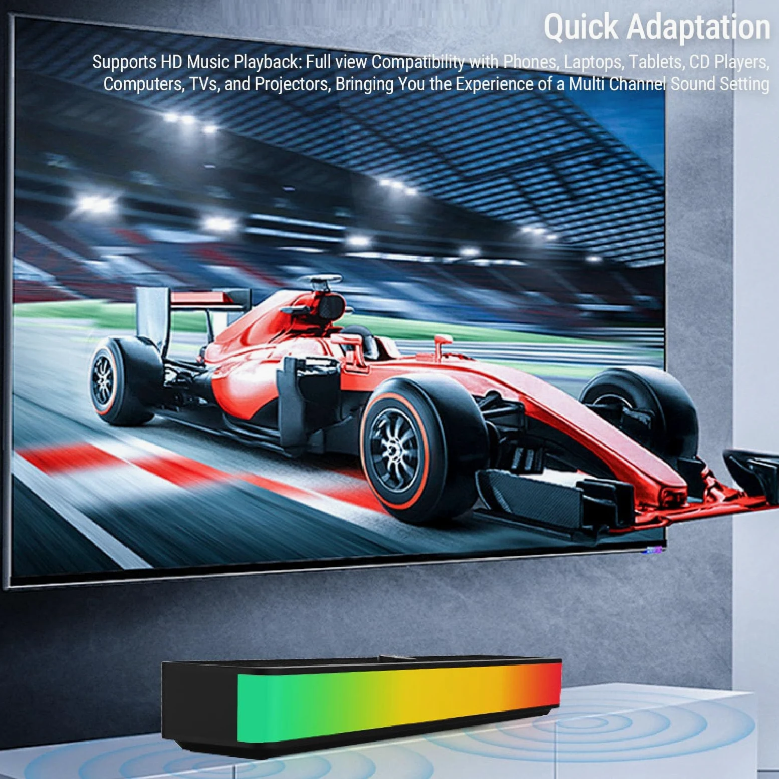 Ejoyous Altoparlante per Computer Altoparlante per PC ABS Bluetooth 6.0 con Luce RGB Alimentato Tramite USB 3,5 Mm AUX 2.0 Canale 16 Pollici per Laptop Desktop Gaming Home Office
