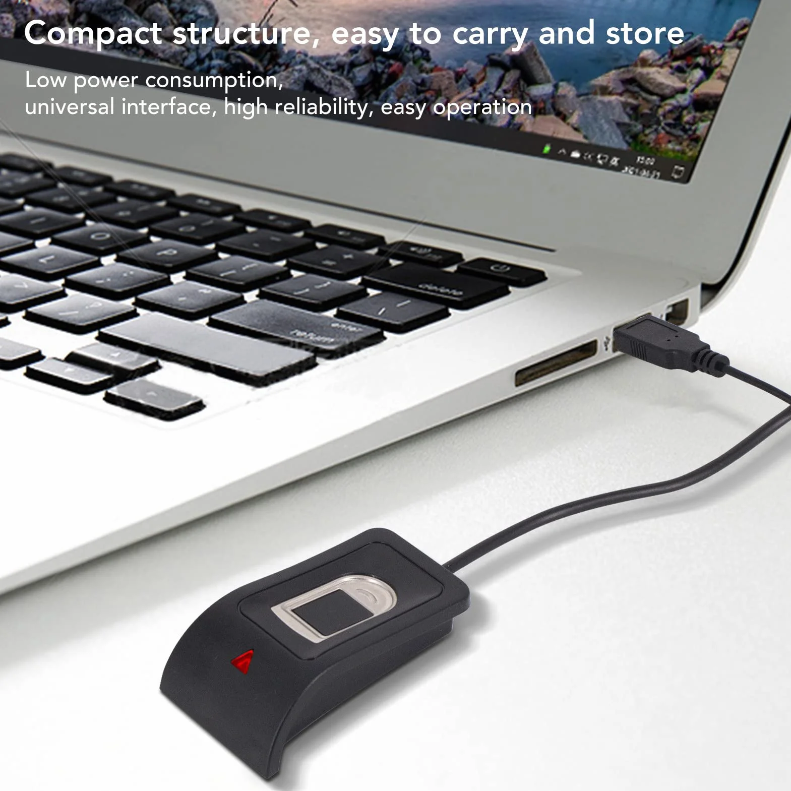 Lettore di Impronte digitali , calibrazione a 360 Gradi Lettore di Impronte digitali USB Nero Ampia Applicazione Acquisizione capacitiva Struttura compatta per PC