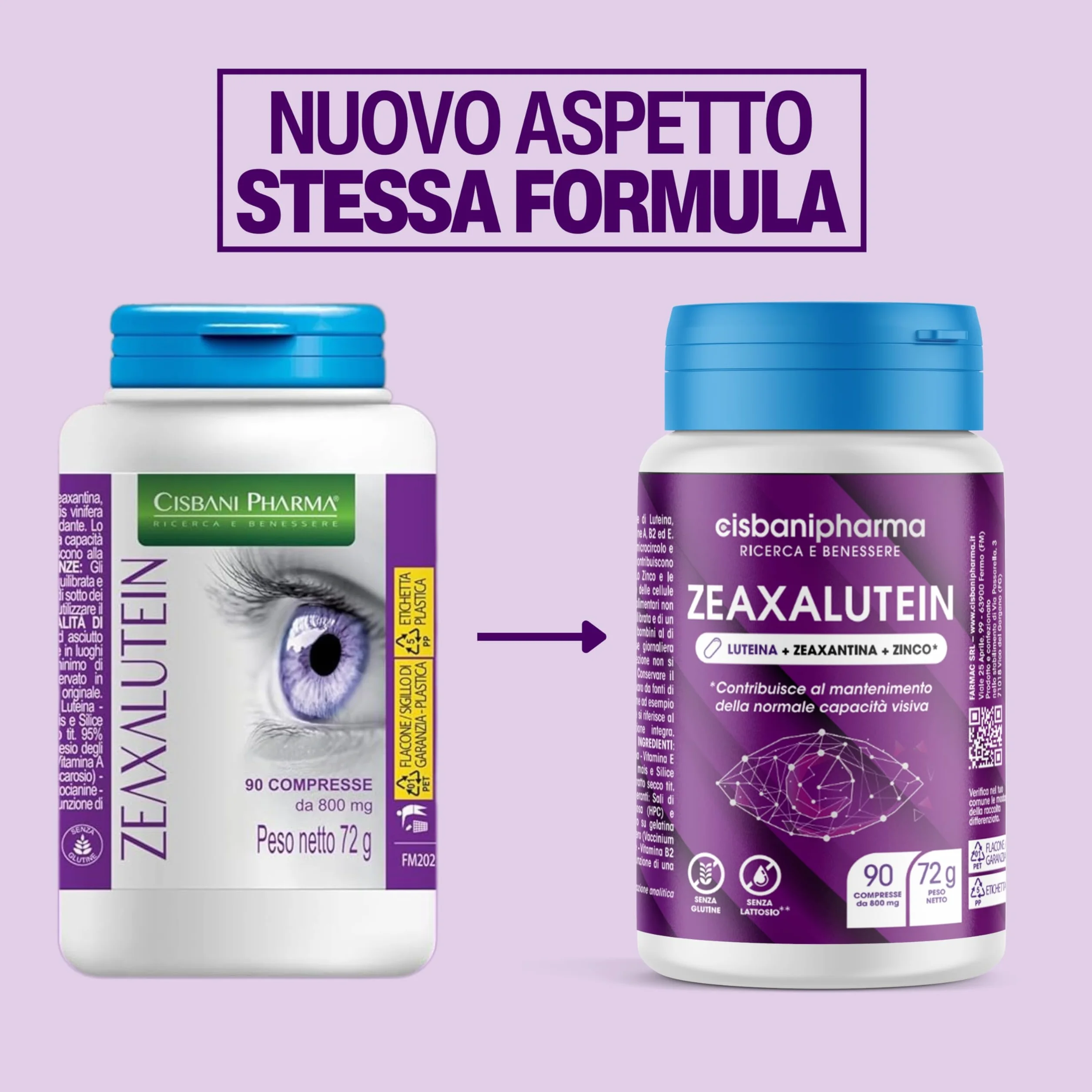 CISBANI PHARMA Luteina e Zeaxantina 800mg Integratore Occhi Vista Antiossidante 90 Compresse