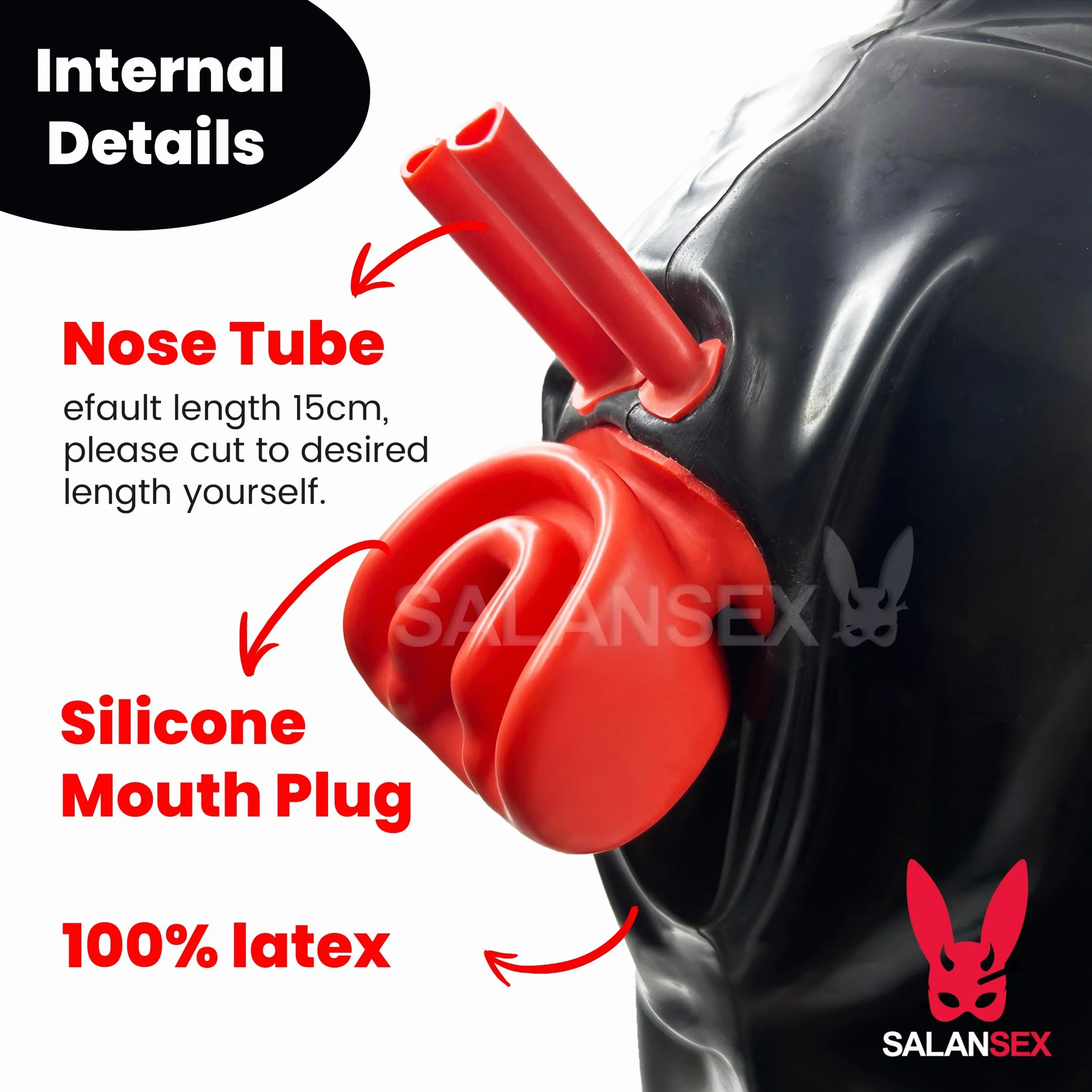 Maschera sexy lattice a faccia piena con zip bavaglio silicone per cosplay festa vacanza (M)