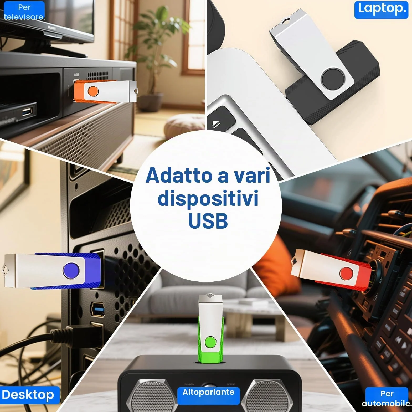 Chiavetta USB 2.0 8GB 10 Pezzi Pen Drive Flash Memoria Archiviazione Backup Colori Misti