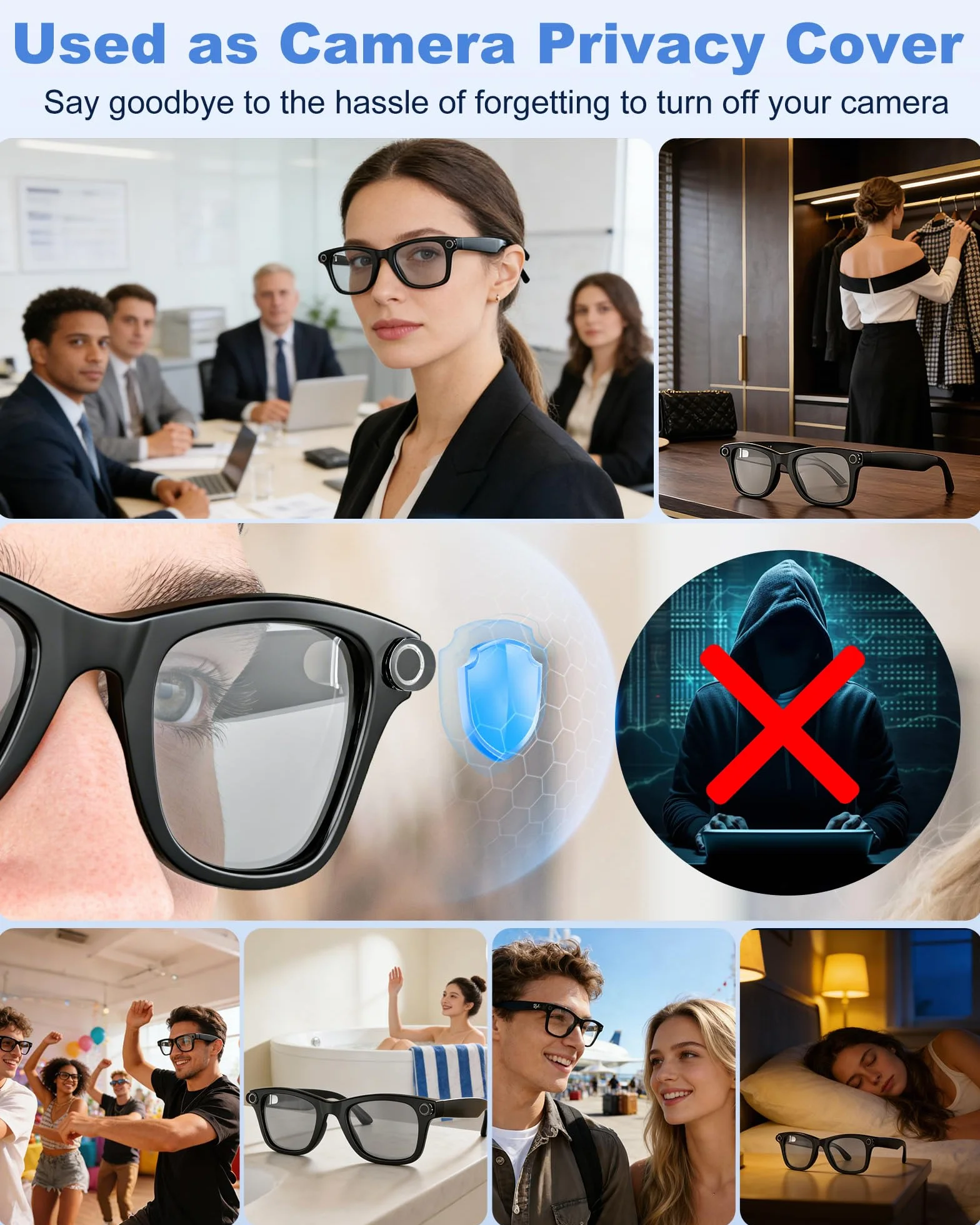 Rotating LED Light Blocker Cover for Meta Glasses