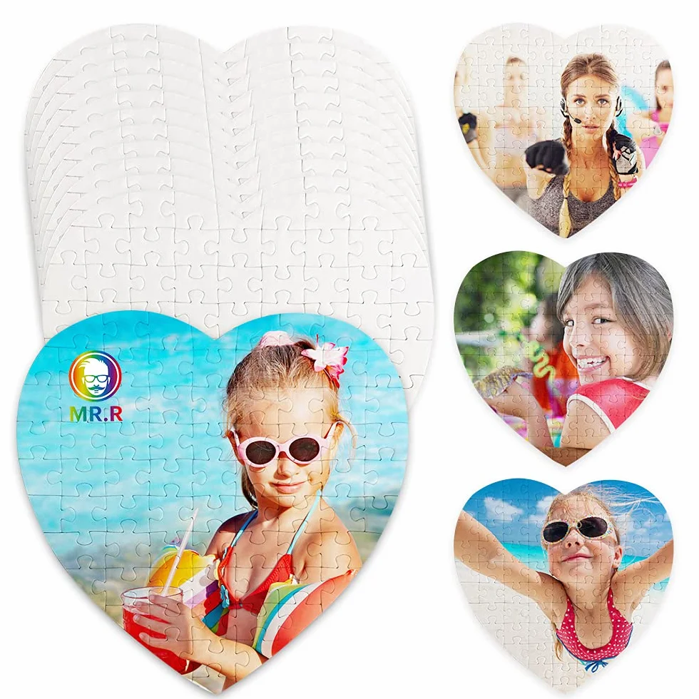 MR.R Sublimazione Blanks Heart Puzzle, Puzzle bianco vuoto per sublimazione trasferimento di calore, 12 set per confezione