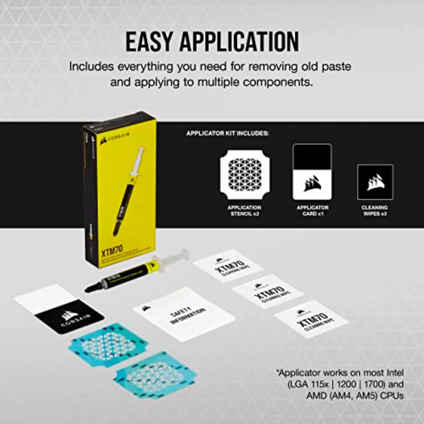 Corsair XTM70 Pasta Termica ad Alte Prestazioni 3g per CPU Intel AMD TDP 250W con Kit Applicazione
