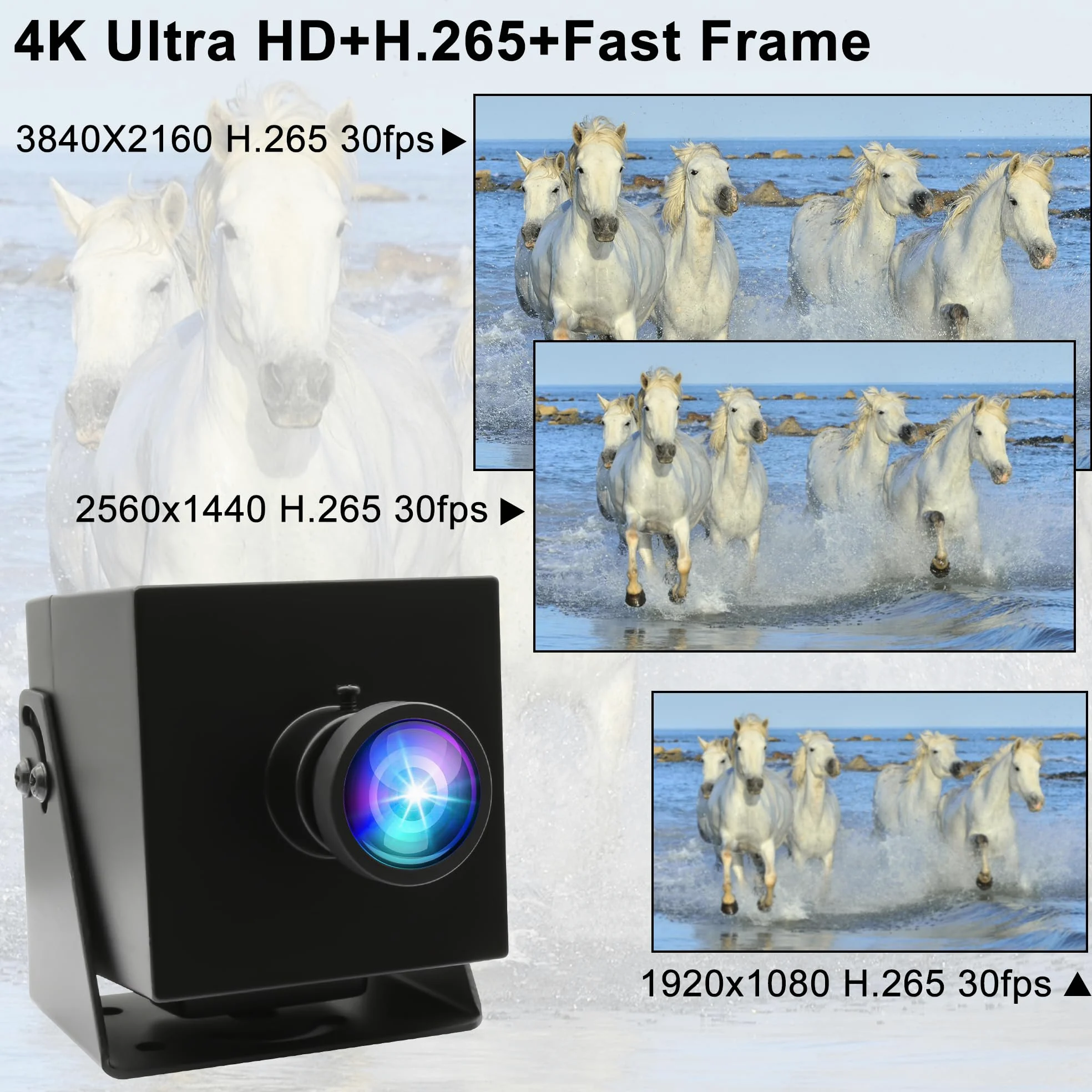 G Telecamera USB 4K Dual Output Webcam per computer, monitor, TV, grandangolo, PC, fotocamera, streaming senza distorsioni, fotocamera Lightburn H.264, telecamera di sicurezza USB (obiettivo a bassa