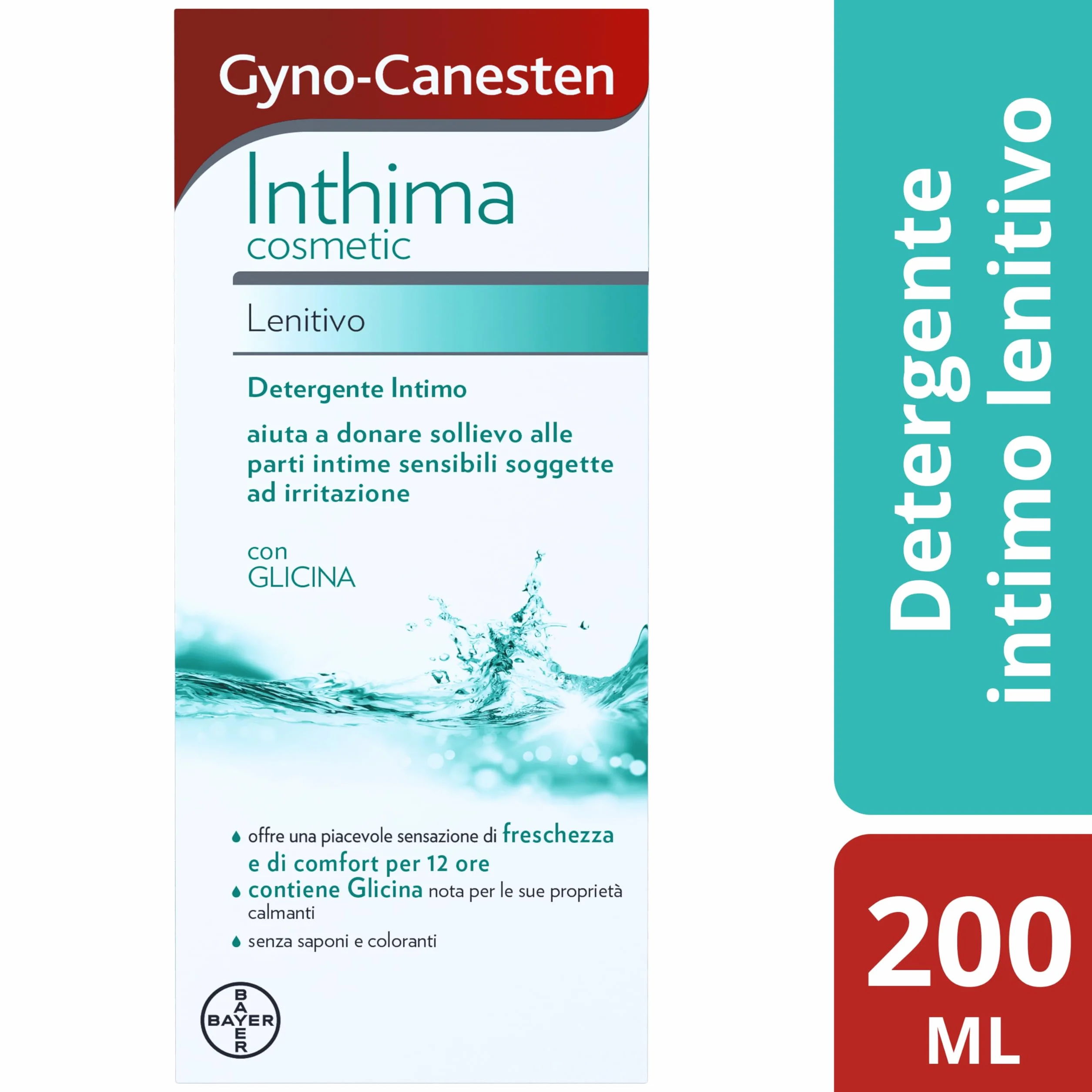 Gyno-Canesten Inthima Cosmetic Lenitivo Sapone Intimo Igiene Intima Detergente 12 Ore Comfort Freschezza Donna Uomo Glicina 200 ml