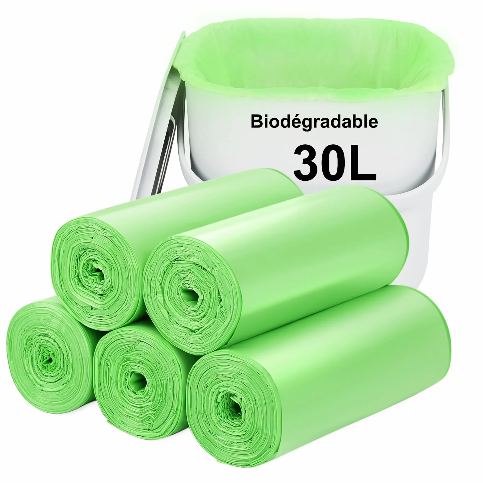 Sacchetti biodegradabili 30 litri 100 pezzi resistenti compost cucina