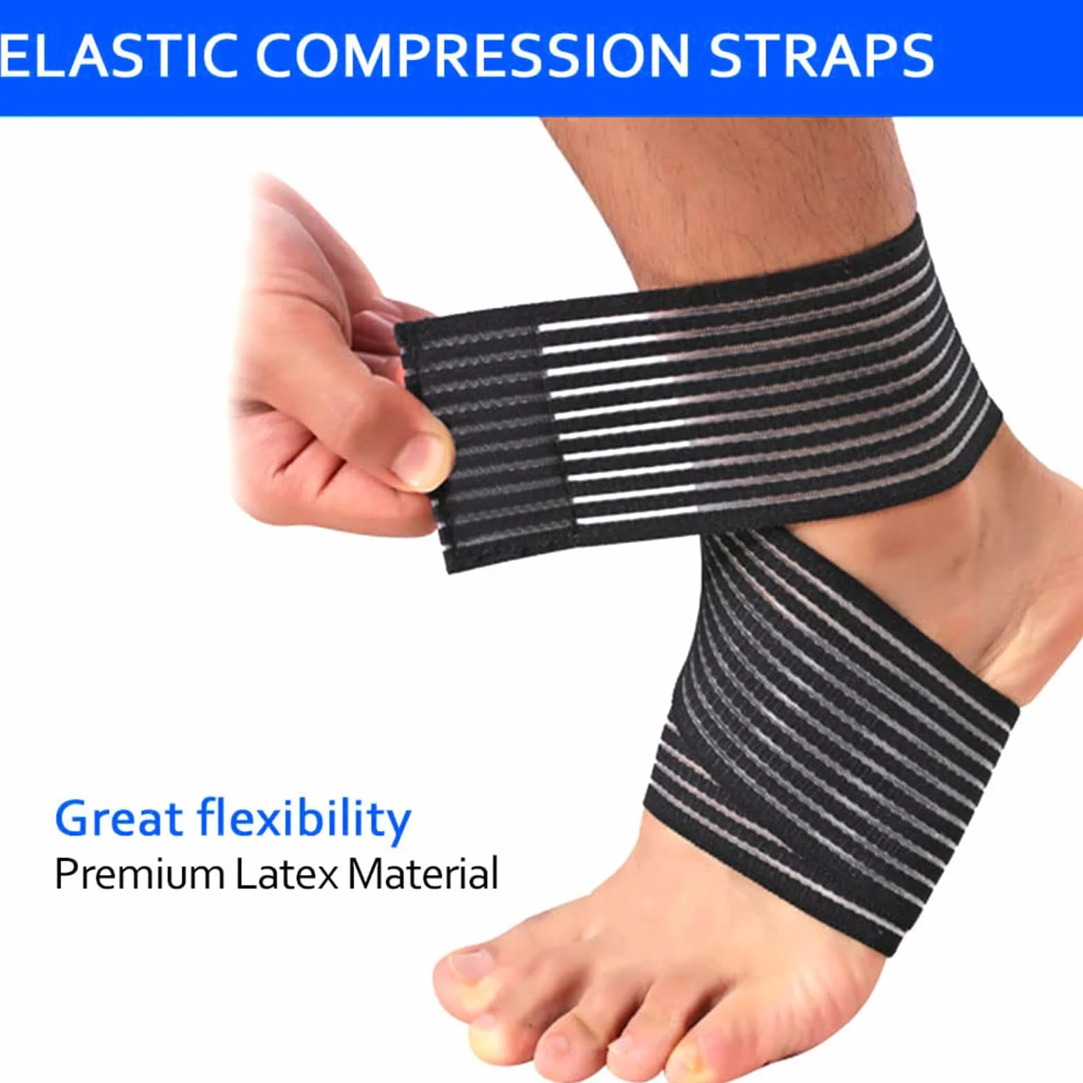 Polpaccera Compressione Benda Elastica Compressiva 4 Pezzi Uomo e Donna Autoadesiva Ginocchiera Regolabile