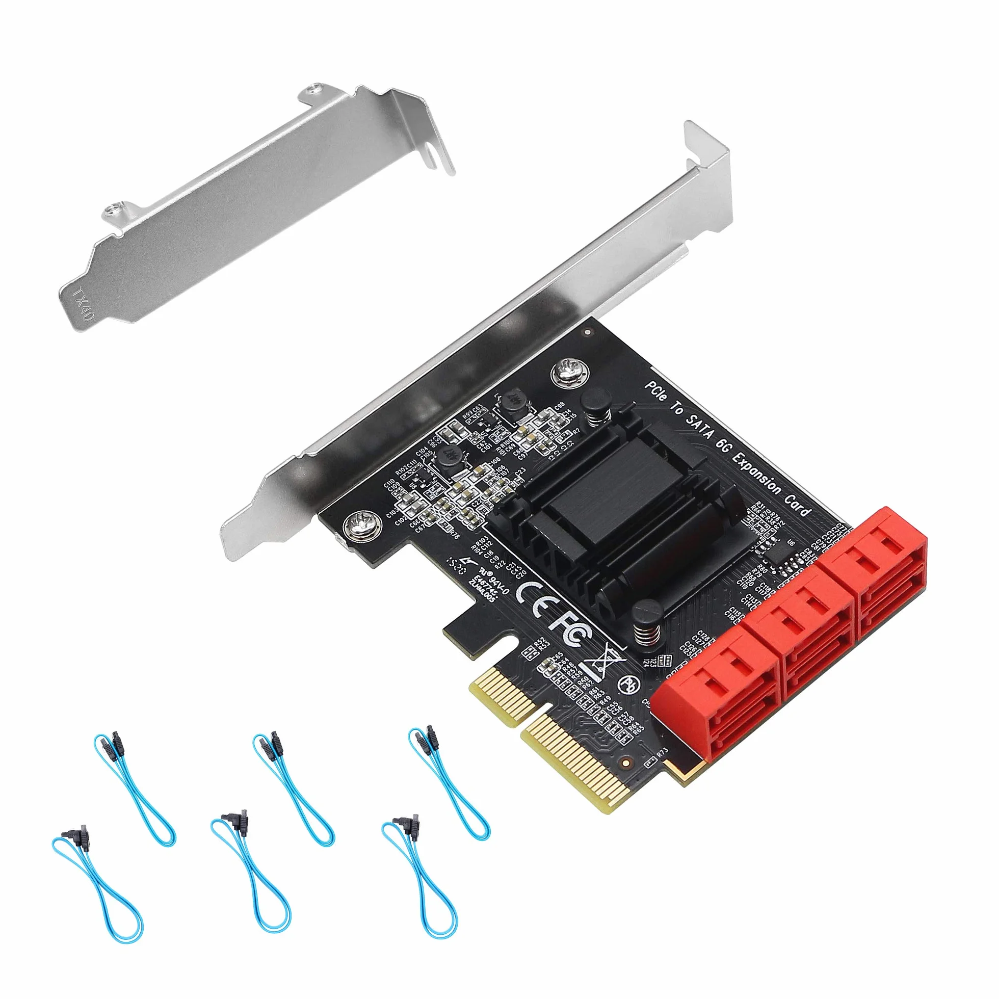 CERRXIAN Scheda adattatore PCIE X4 a 6 SATA 3.0, per avvio disco di sistema, supporta modalità RAID1, AHCI, SPAN, RAIDO4 (contiene 6 cavi SATA)