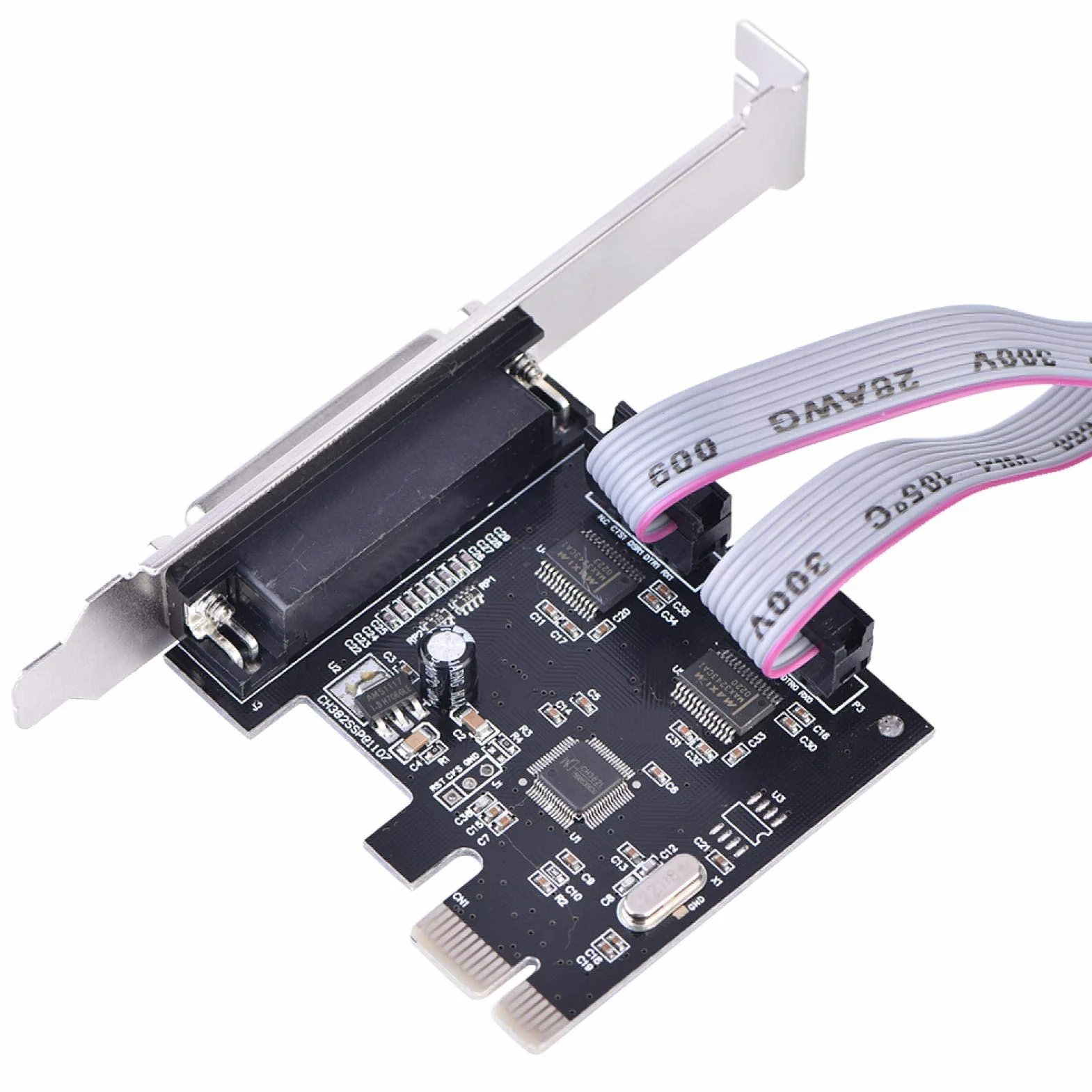 ASHATA Scheda Interfaccia PCI Express Seriale RS232 a 2 Porte, Porta Seriale PCI-E a Doppia Porta Seriale RS-232 + 1 per Porta LPT Parallela DB25, Adattatore Scheda Seriale RS232 PCIe per PC desktop