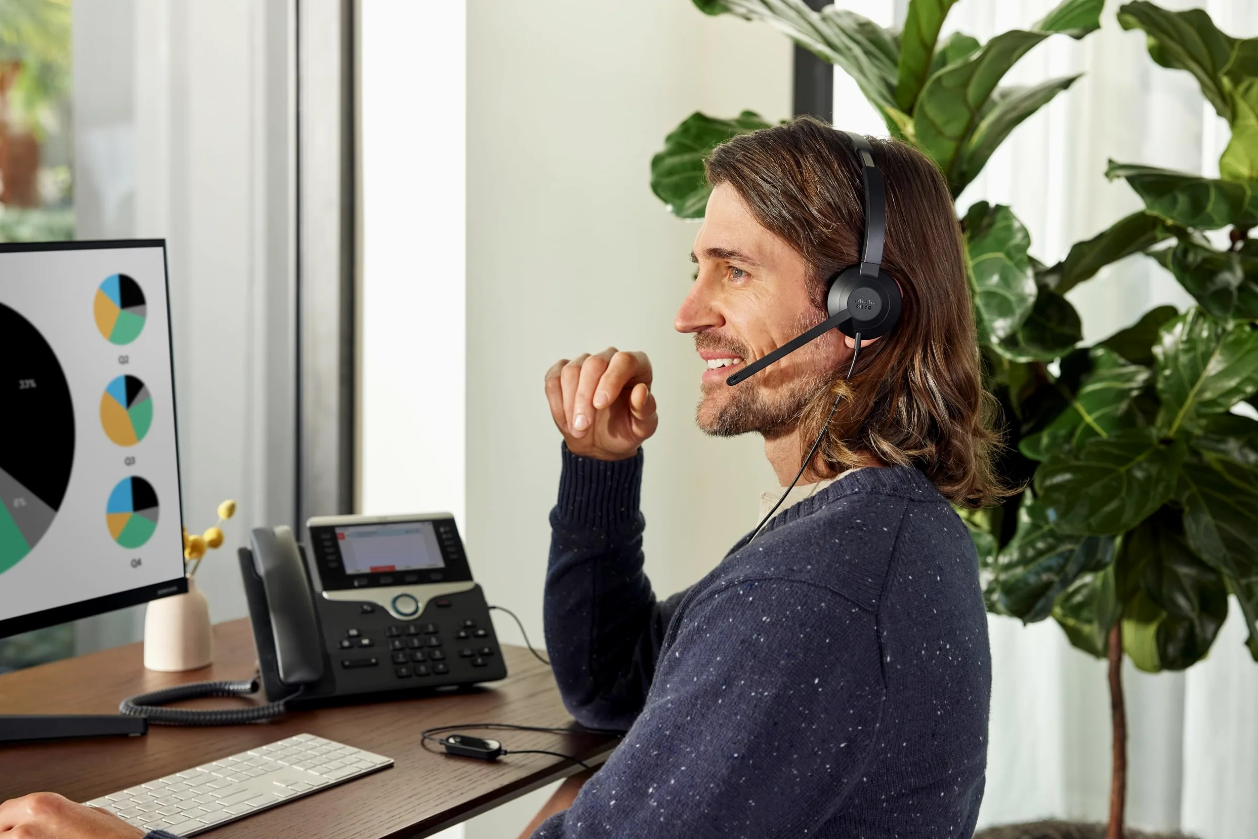 Cisco Cuffie serie 321 USB-C - Cuffie monoaurali con padiglione esterno e cavo, controller Webex con USB-C, colore carbon black, due anni di garanzia limitata (HS-W-321-C-USBC)