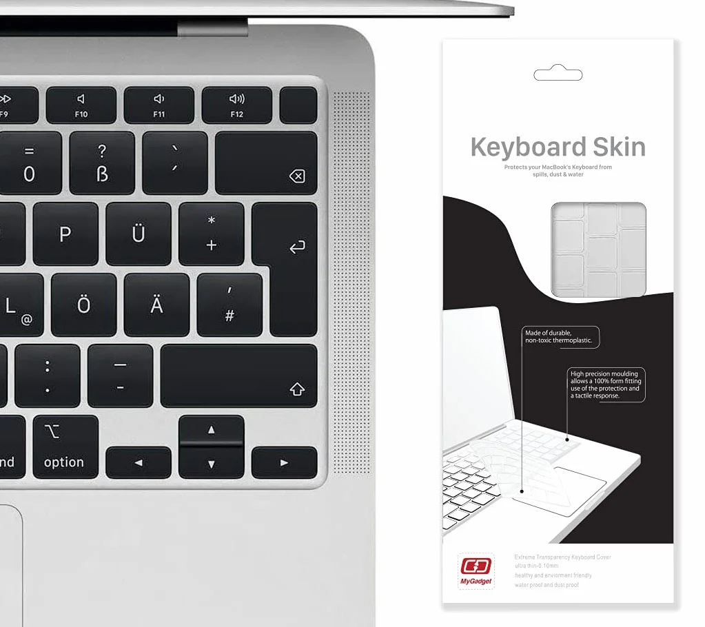 MyGadget Copritastiera compatibile con Apple MacBook Air 13 Pollici (Dal 2020 M1) - Protezione Tastiera Silicone - Skin Trasparente