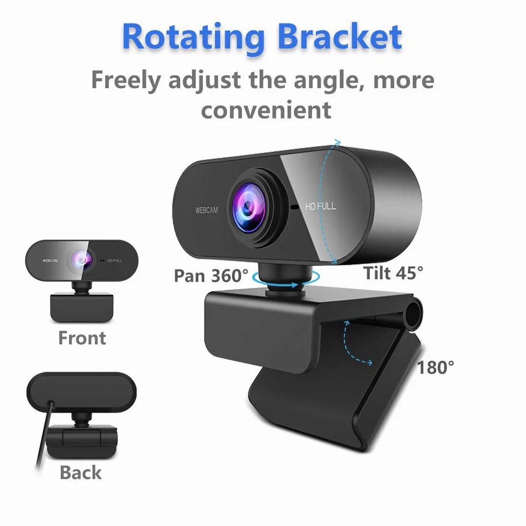 FWV Webcam streaming con microfono e anello luminoso 2K HD Web Cam con copertura, supporto per PC/MAC/laptop/desktop, webcam grandangolare per YouTube, Skype, Zoom, Xbox One, videochiamate, studio e