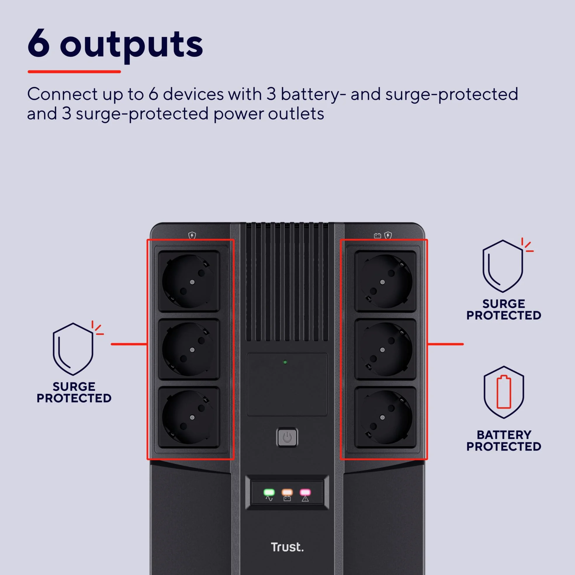 Trust Maxxon Gruppo di continuità (UPS) da 800 VA (UPS), Nero & Taro Tastiera USB Cablata, Layout Italiano QWERTY, Tastiera PC con Filo per Computer/Laptop