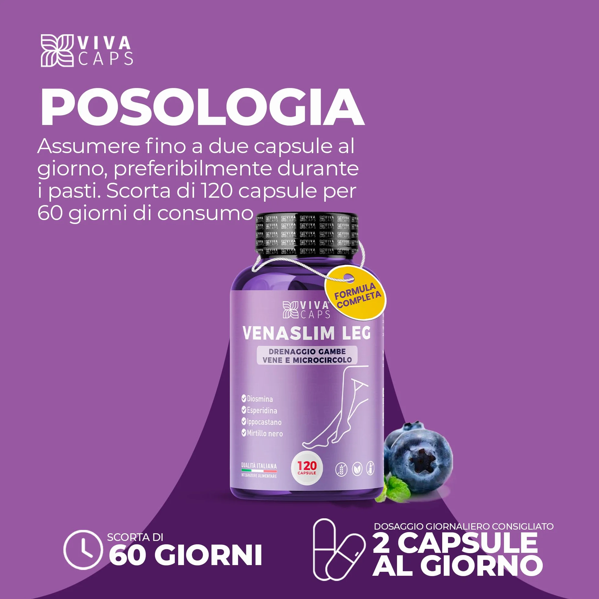 Drenante Gambe Gonfie con Diosmina Esperidina Alto Dosaggio - Integratore Alimentare per Circolazione Gambe 120Cps