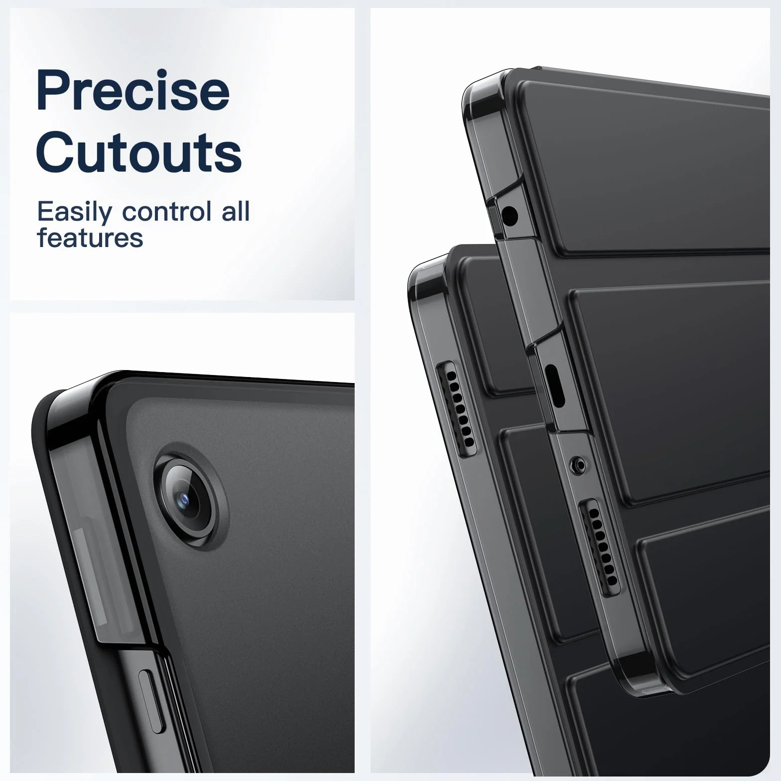 JETech Custodia Samsung Galaxy Tab A11 Tab A9 8,7 Pollici 2025/2023 Trifold Folio Supporto Protettiva Tablet Cover Nero
