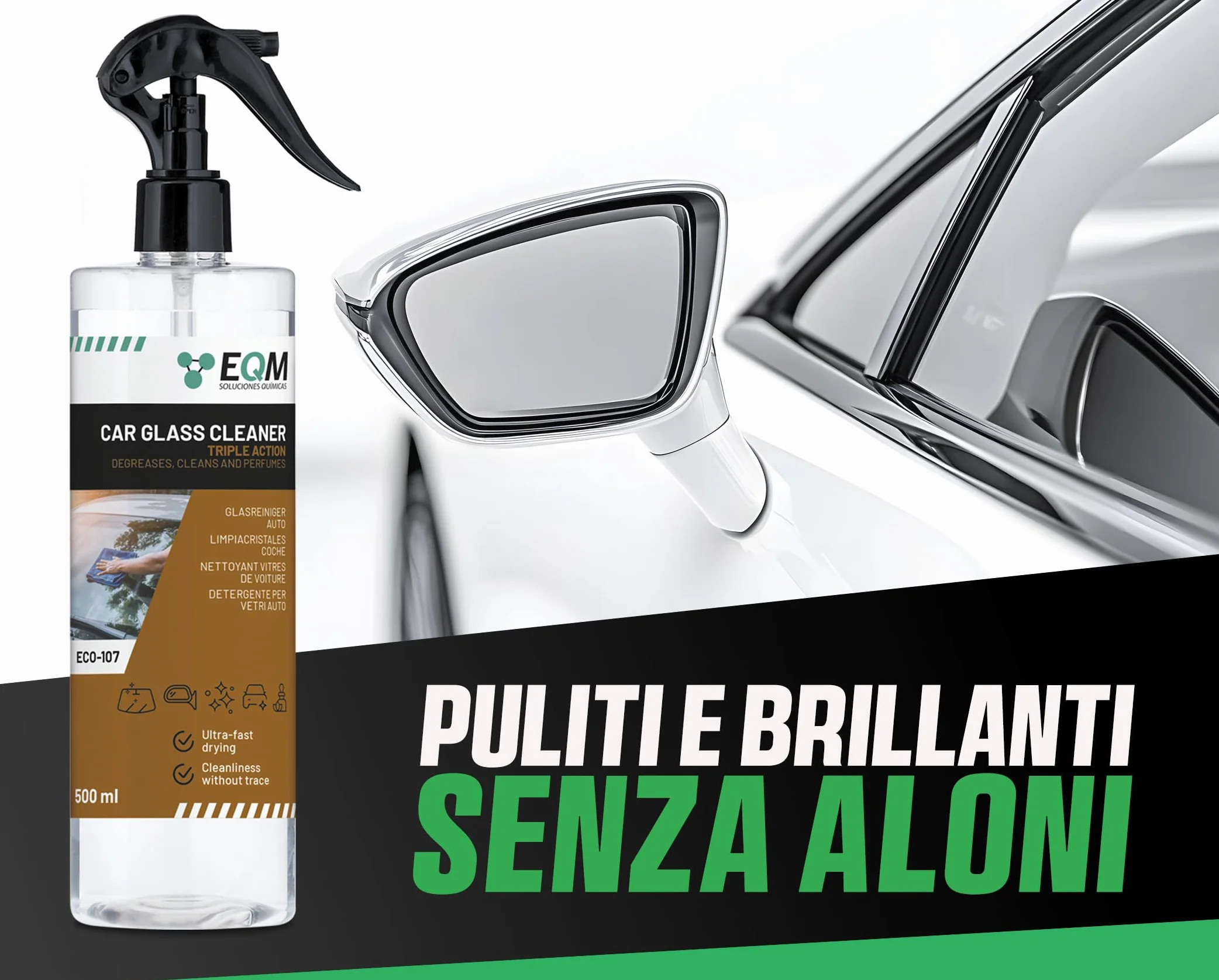 Detergente Vetri Auto ECO-107 500 ML - Detergente per Vetri Interni ed Esterni