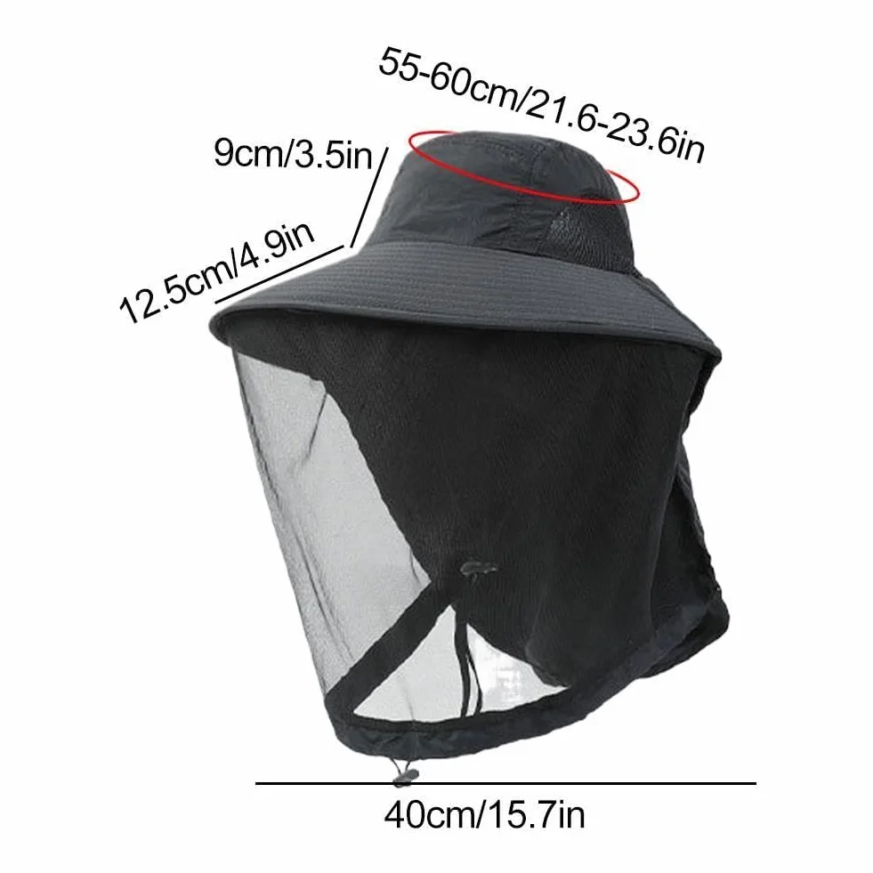 Cappello da Safari con Velo Zanzariera Protezione Insetti Sole Pesca