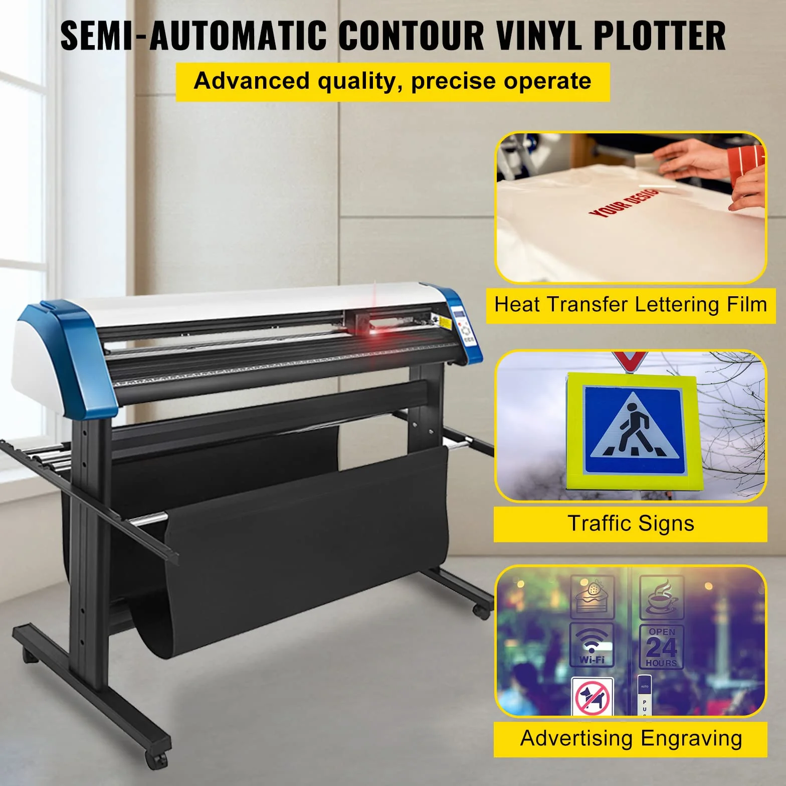 VEVOR Taglierina per Vinile 53 Pollici Taglierina per Vinile Macchina per Taglio Semiautomatica per Stampante per Vinile Fai da Te Posizionamento Manuale Taglio di Segnaletica