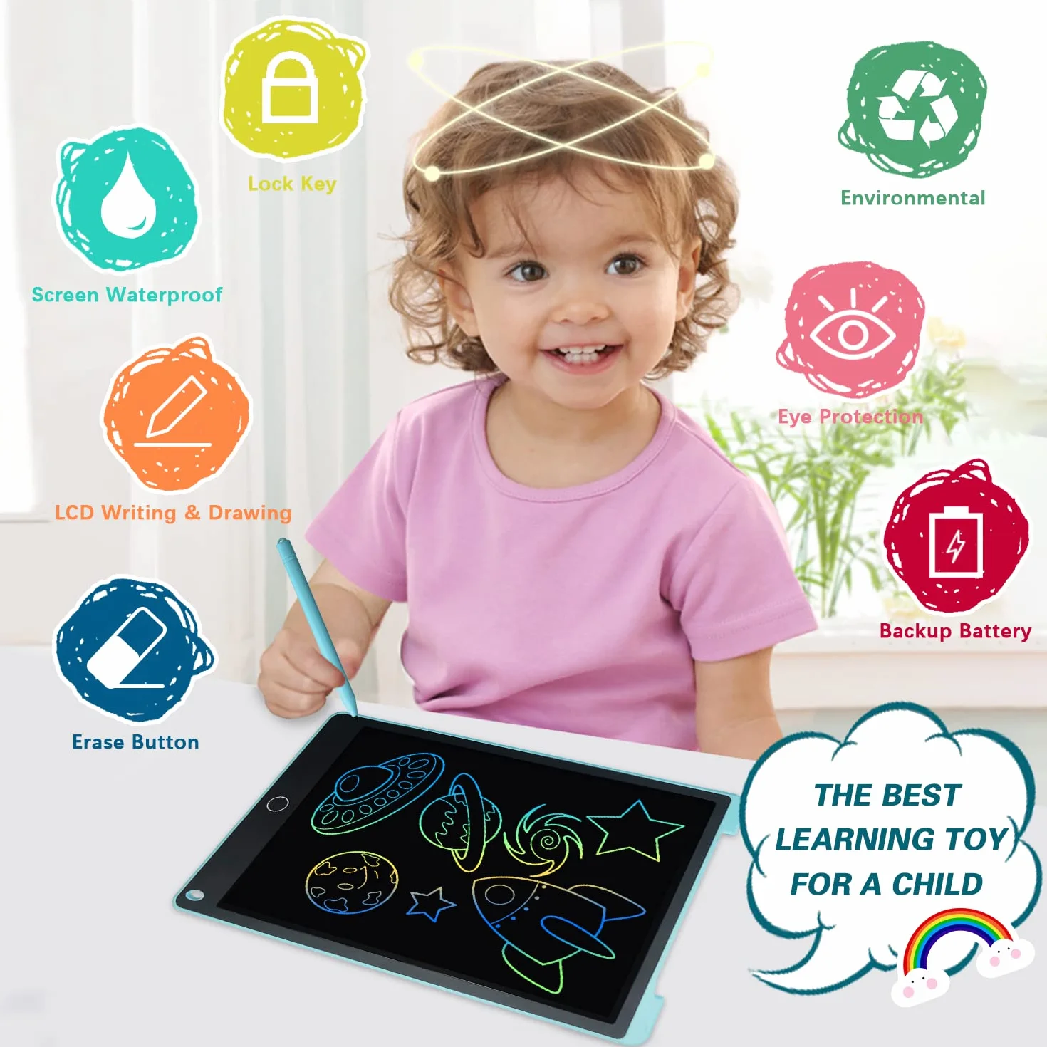 Tavoletta Grafica LCD 12 Pollici, Lavagna Magnetica per Bambini, Disegno Digitale Portatile, Regalo 4-6 Anni