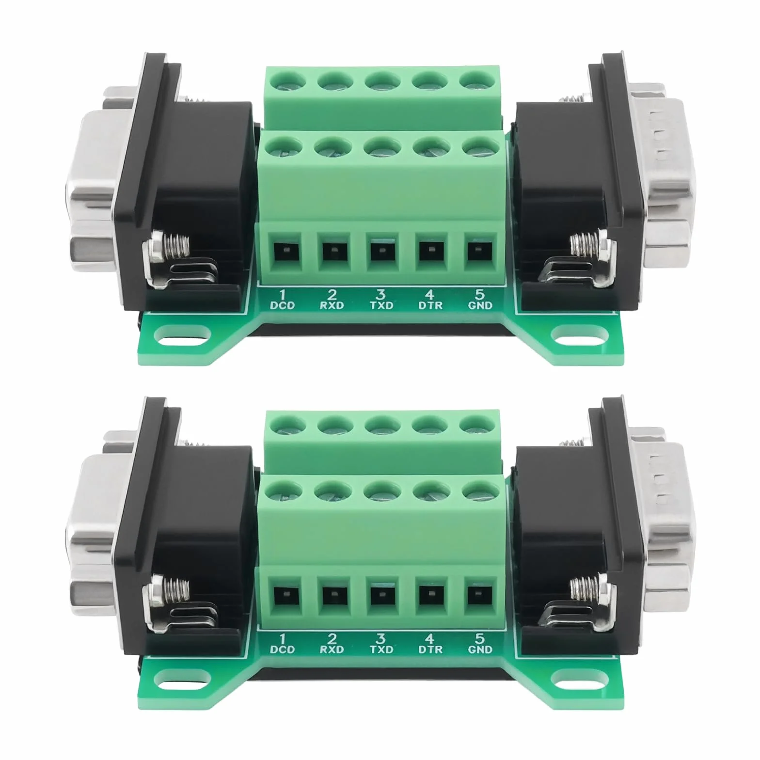 2 Pezzi DB9 Maschio A Femmina Breakout Board RS232 D-Sub Seriale A Terminale A 9 Pin per Apparecchiature di Controllo Industriale Automatico Registratore di Cassa